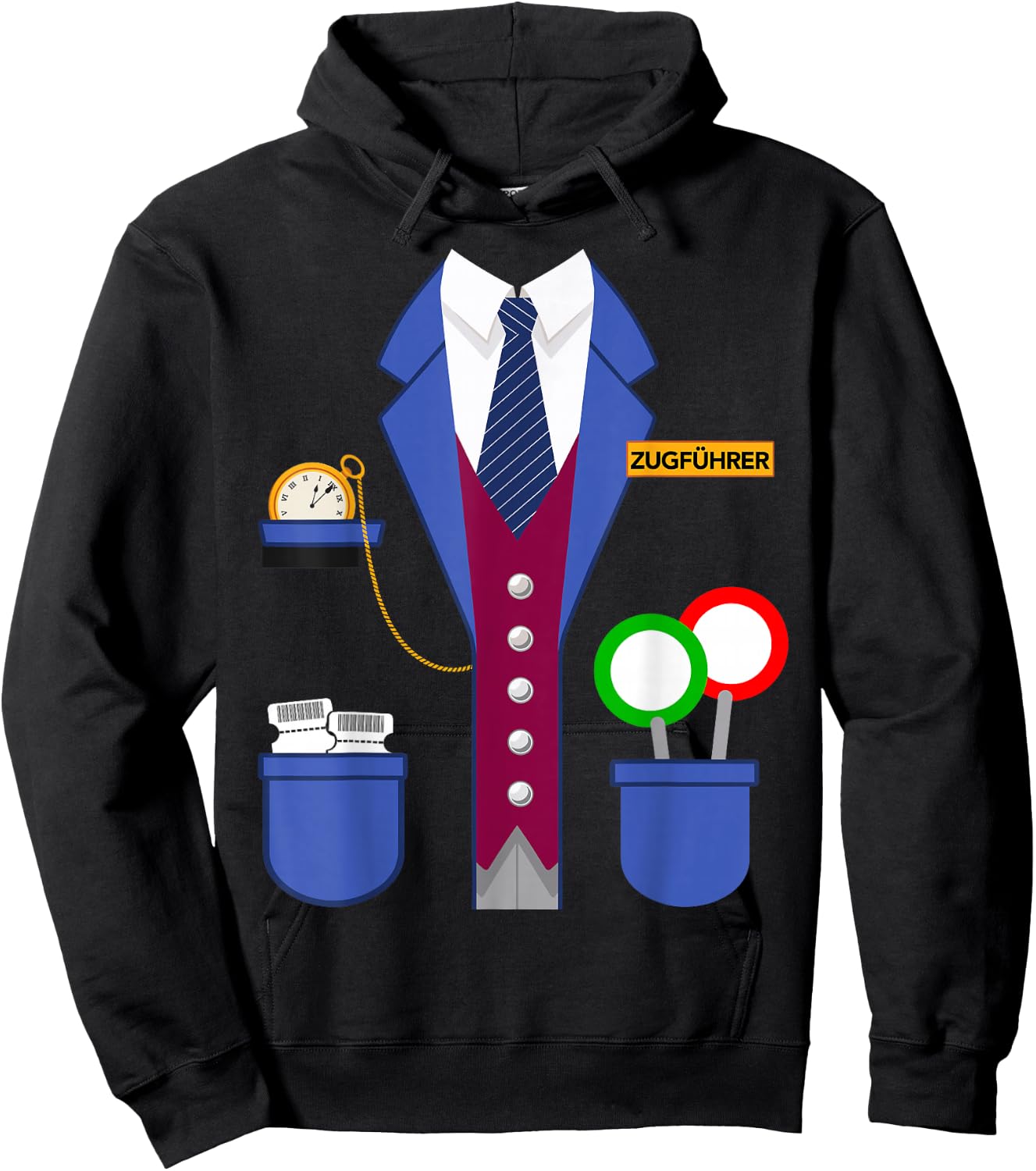 Train Guide Schaffner Train Costume for Carnival Fancy Dress , black Hoodie - Hoodie | Black