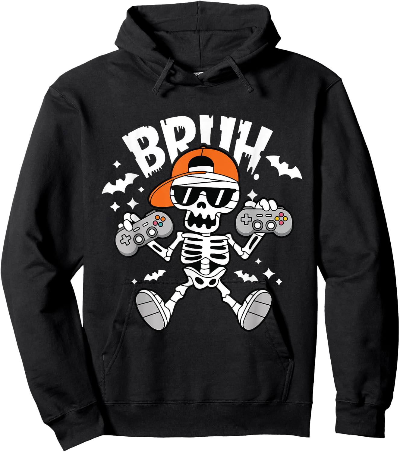 Halloween Skeleton Gamer Video Gaming Boys Men Kids Teens Hoodie - Hoodie | Black