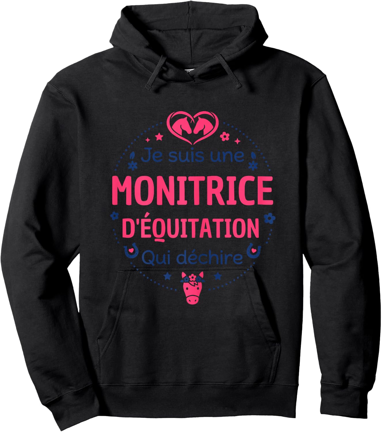 Club équestre Cheval Humour Super monitrice d'Équitation Hoodie - Hoodie | Black