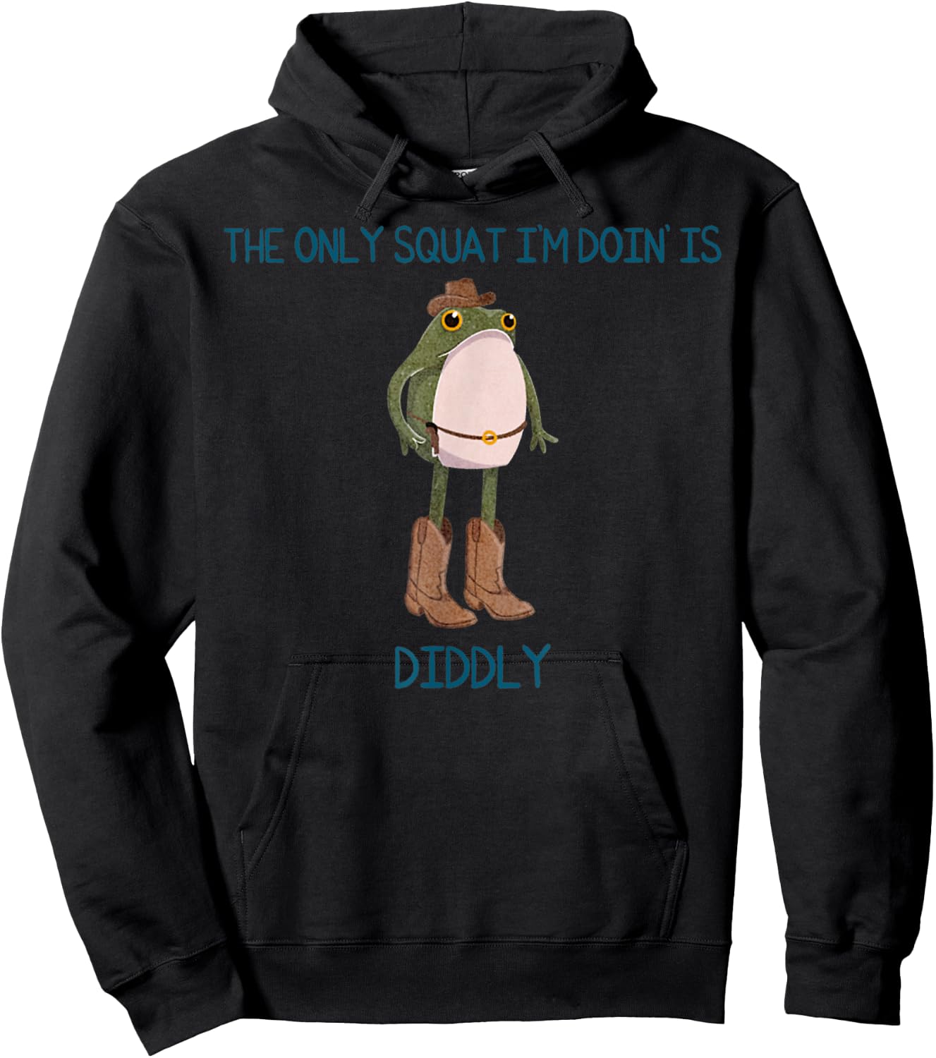 Vintage Funny The Only Squat I'm Doin' Is Diddly Frog Meme Hoodie - Hoodie | Black