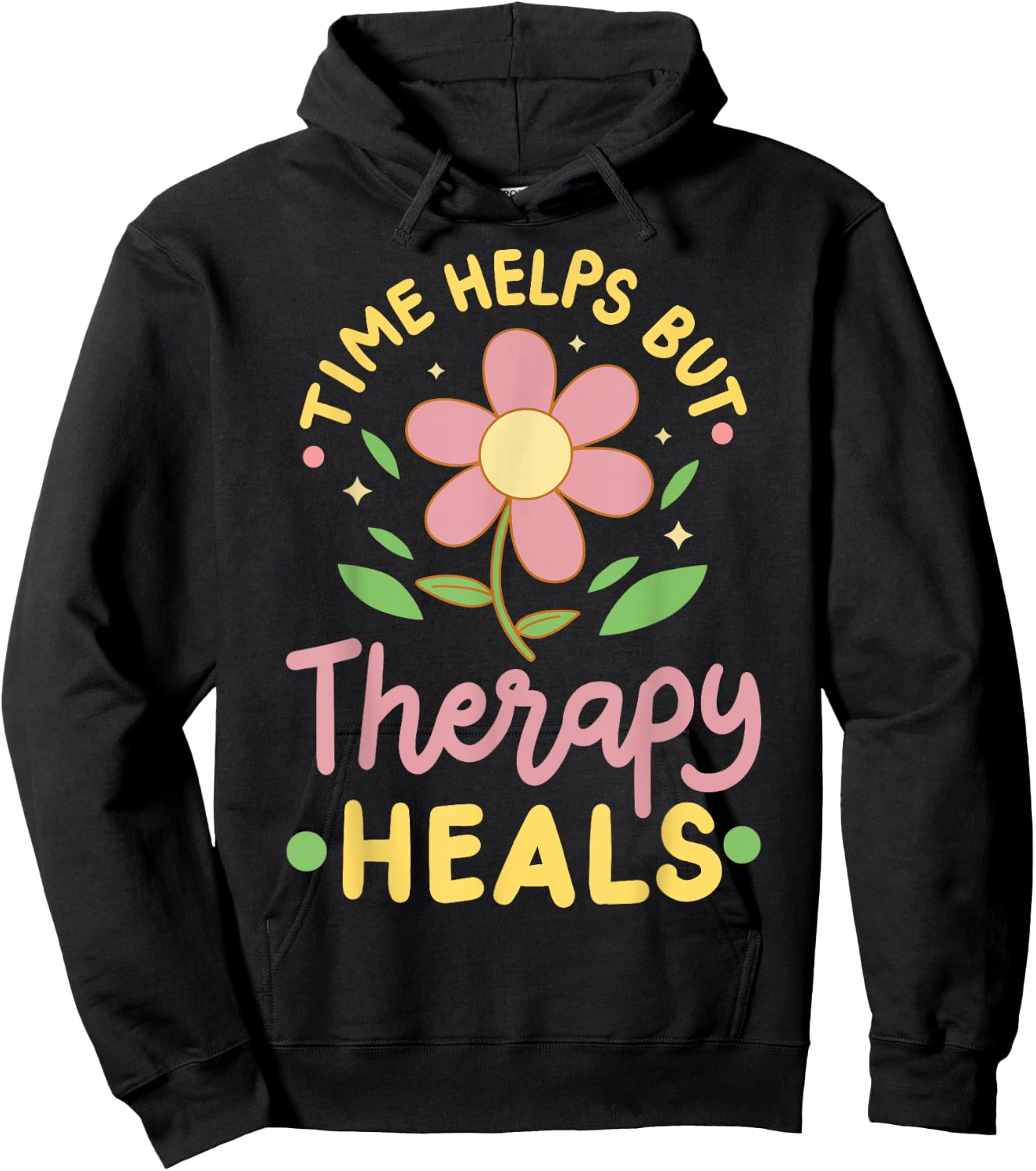 Time Helps But Therapy Heals Hoodie - Hoodie | Black
