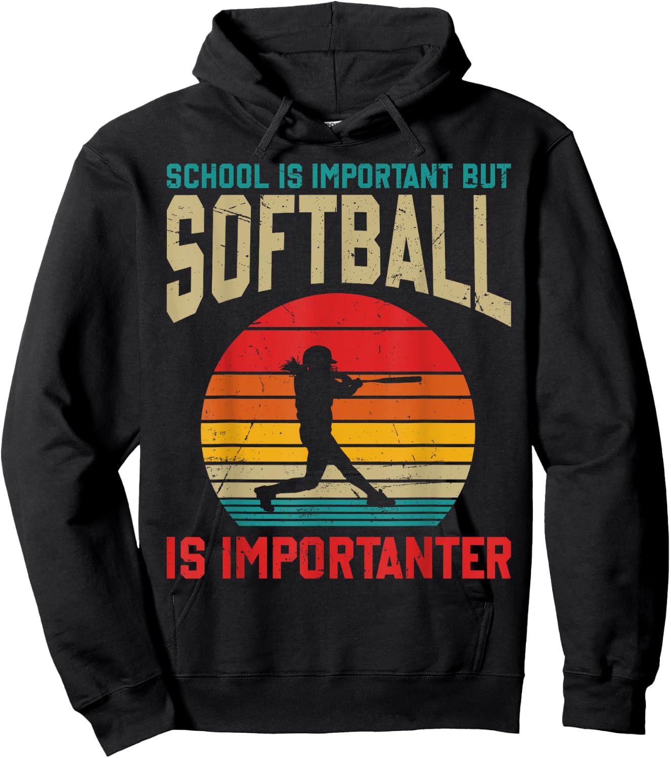 School Is Important But Softball Is Importanter Funny Hoodie - Hoodie | Black