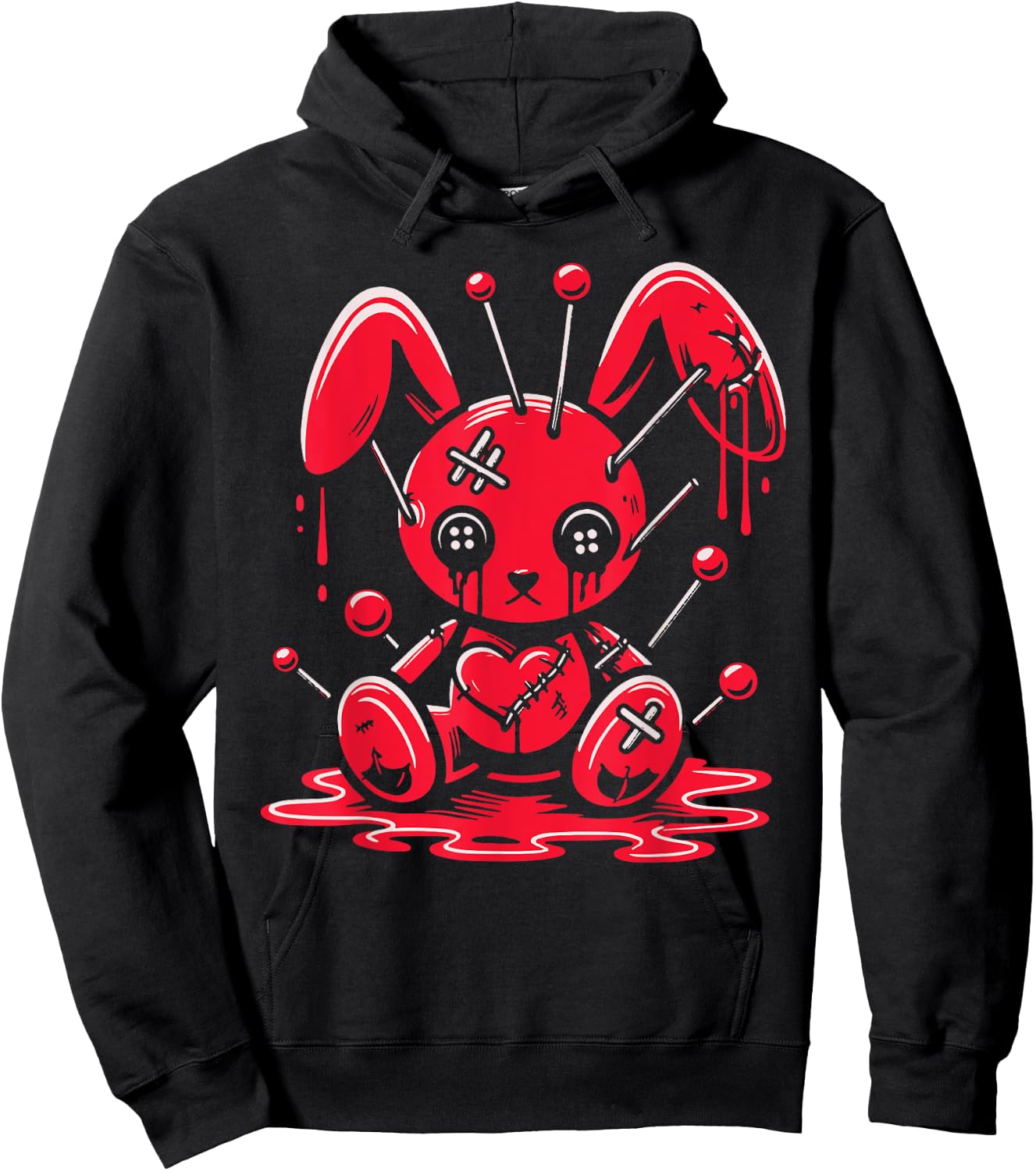 Stitched Bunny Rabbit Pastel Goth Anime Kawaii Gothic Hoodie - Hoodie | Black