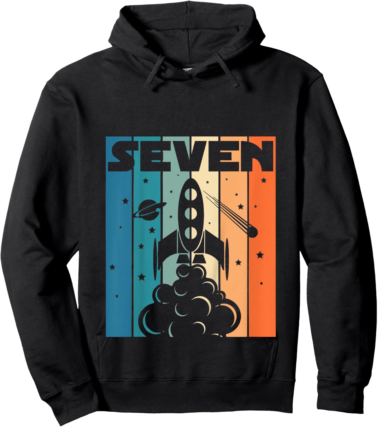 7 Year Old 7th Space Rocket Astronaut Birthday Boys Girls Hoodie - Hoodie | Black