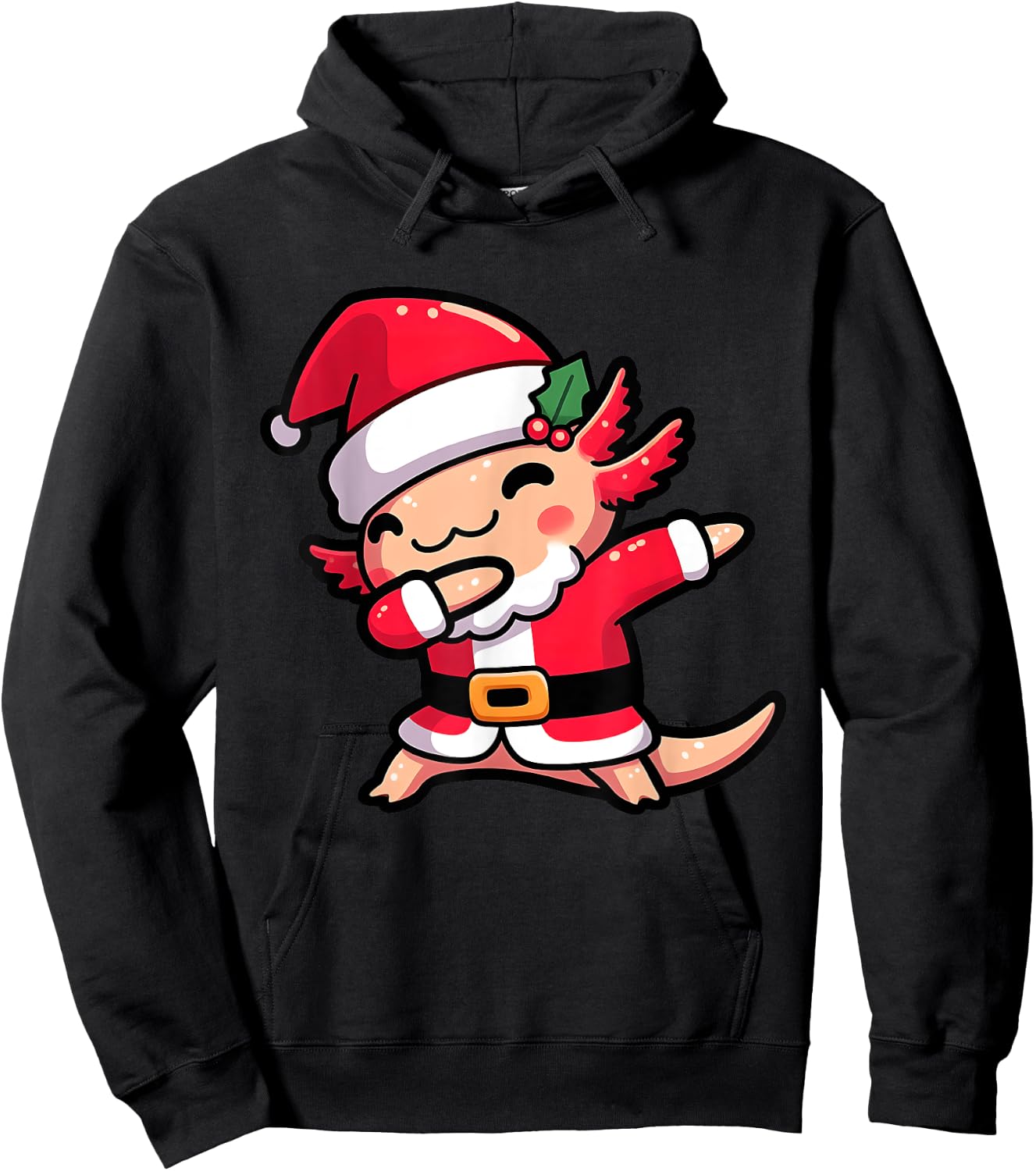 Axolotl Dabbing Santa Claus Christmas Family Matching Pajama Hoodie - Hoodie | Black