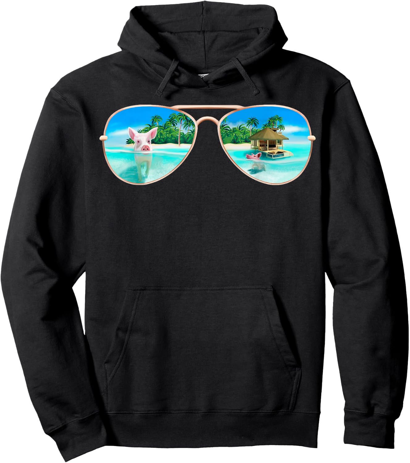 Swimming Bahamas Pigs Summer Vacation Sunglasses Hoodie - Hoodie | Black