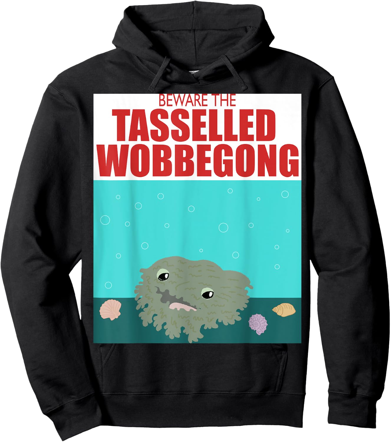 Beware the Tasselled Wobbegong Funny Shark Hoodie - Hoodie | Black