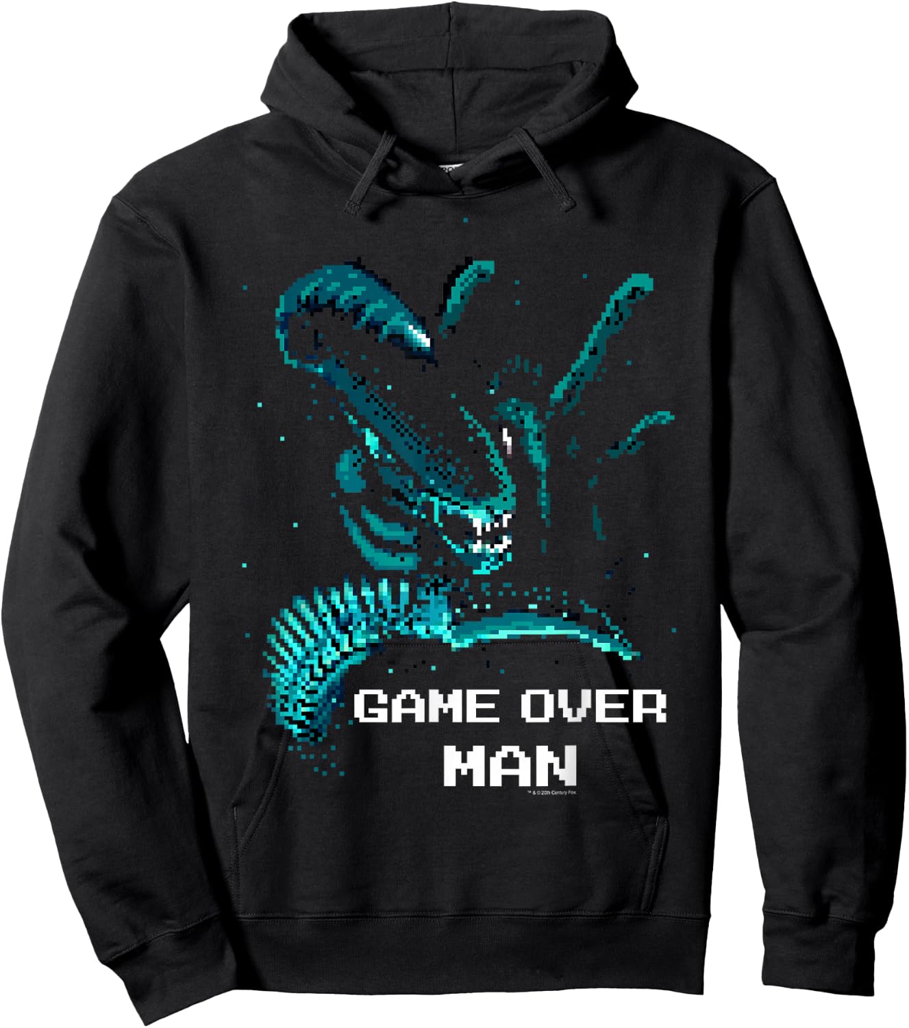 Aliens Iconic Xenomorph Game Over Man Pixelated Style Logo Hoodie - Hoodie | Black