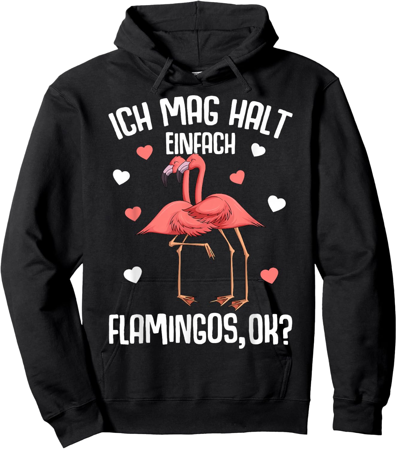 Ich mag halt Flamingos Children's Women's Girls' Flamingo , black Hoodie - Hoodie | Black