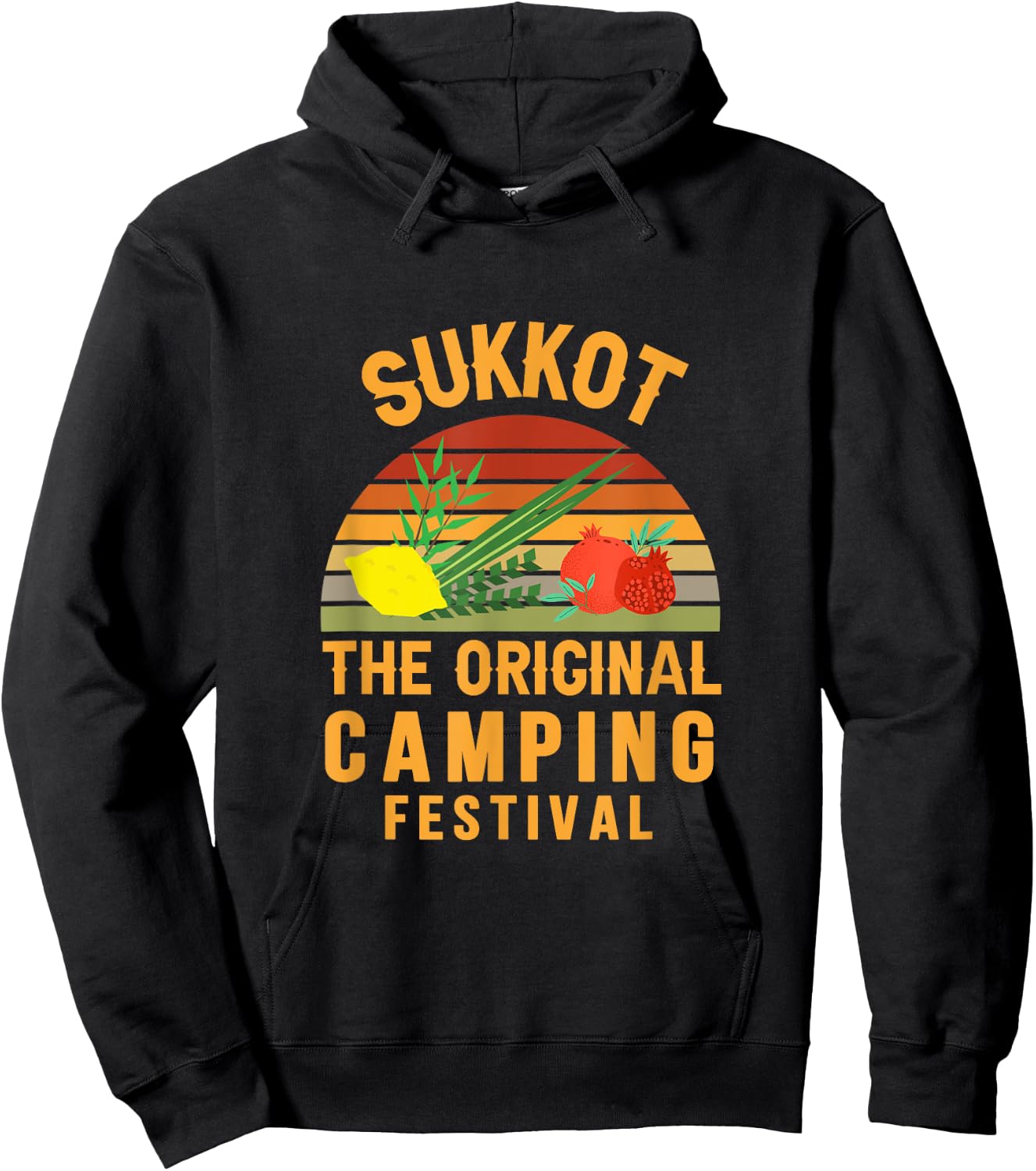 Sukkot The Original Camping Festival Sukkah Lulav Etrog Hoodie - Hoodie | Black