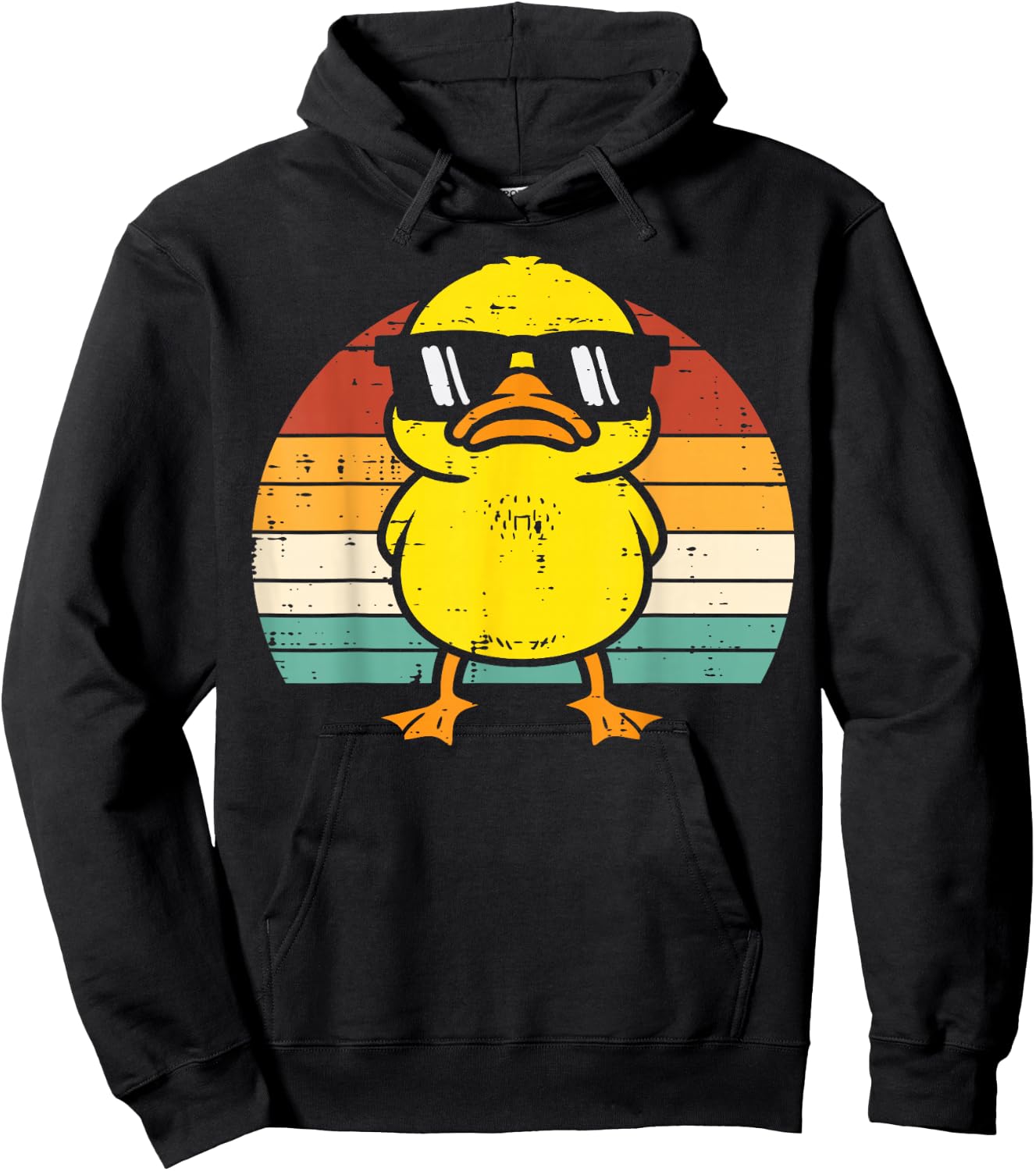 Rubber Duck Sunglasses Sunset Retro Duckling Men Women Kids Hoodie - Hoodie | Black