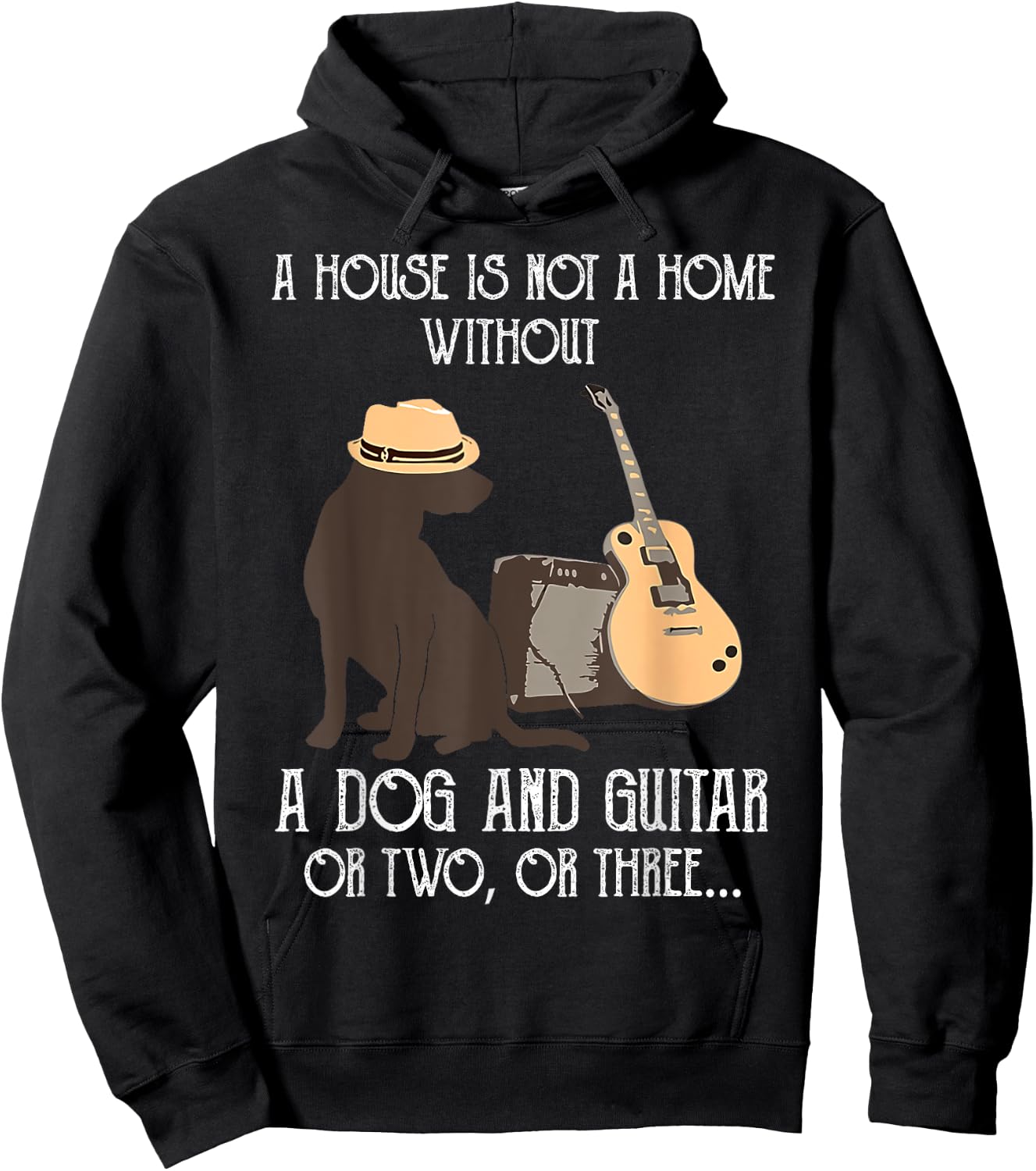 A house is not a home without a dog and guitar or two Women Hoodie - Hoodie | Black
