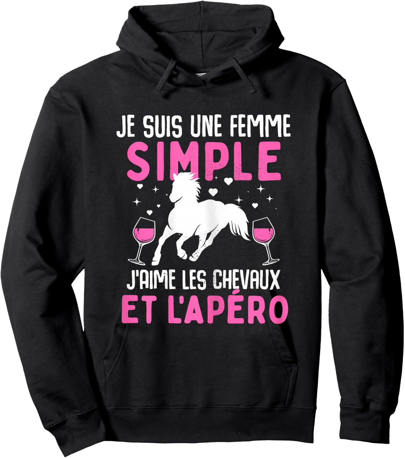I am simple woman I love horses and aperitif horse , Black, Female X-Small Hoodie - Hoodie | Black