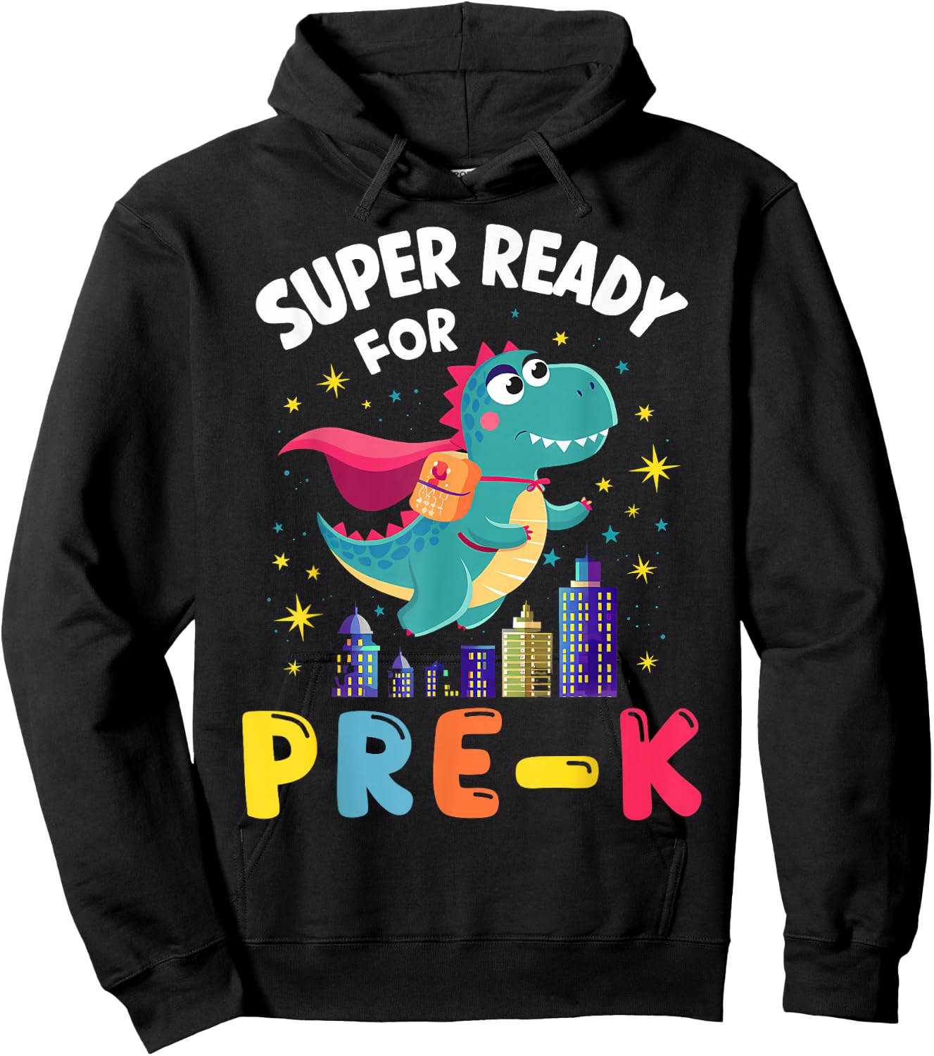 First Day Pre-K Back To School Dinosaur Hoodie - Hoodie | Black