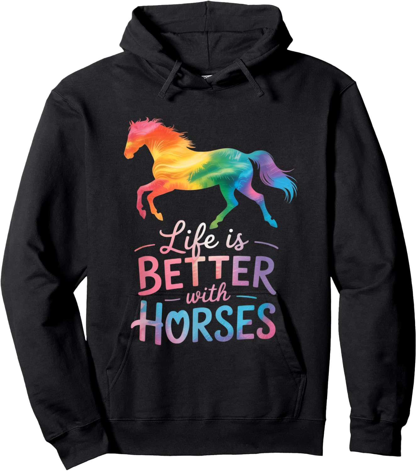 Life is Better With Horses Riding Cute Horse Girls Women Hoodie - Hoodie | Black