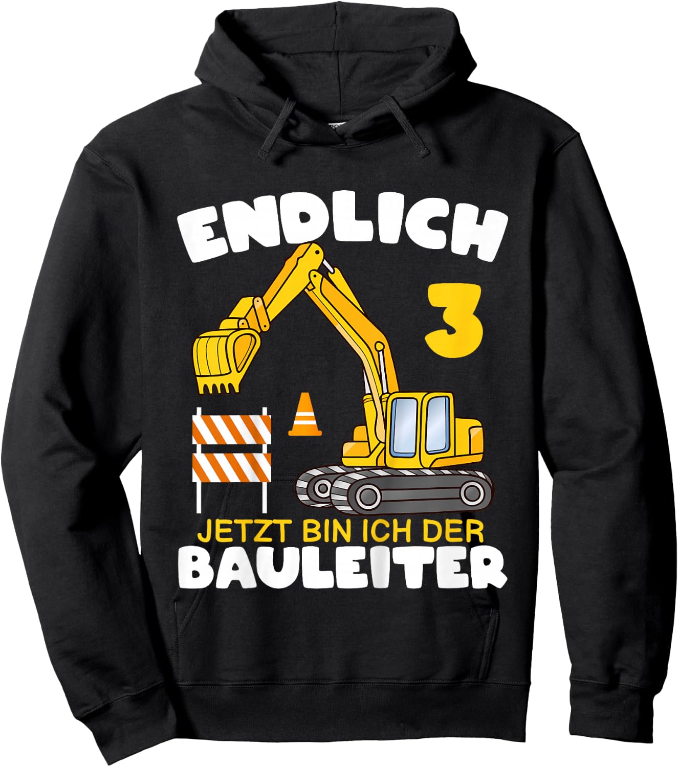 Children's Endlich 3rd Birthday Digger 3 Birthday Building Director, black, 80 Hoodie - Hoodie | Black