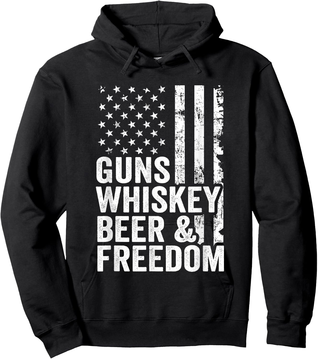 Guns Whisky Beer Freedom - Pro Guns Drinking Flag Funny Gun Hoodie - Hoodie | Black