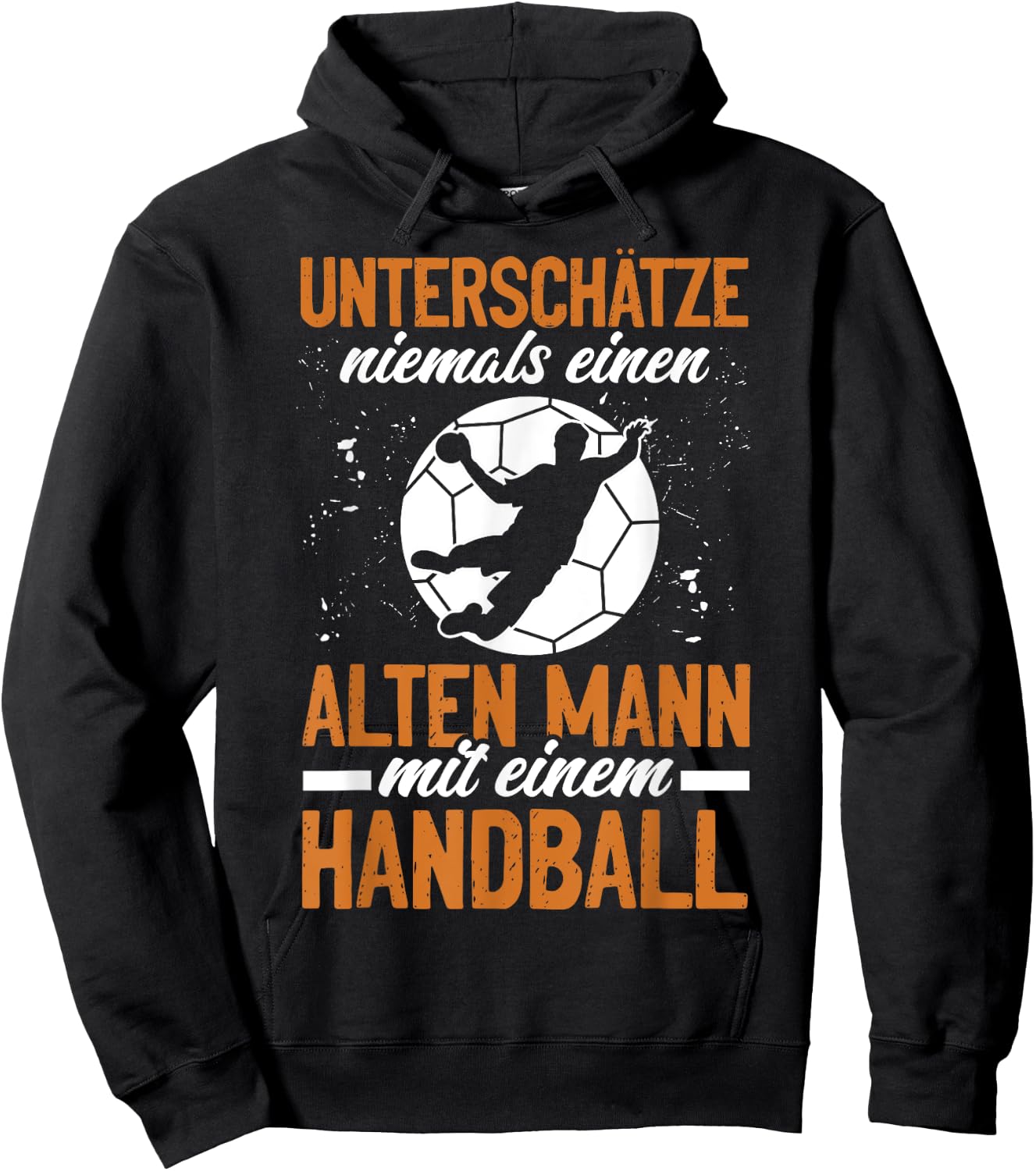 Einen Alten Mann Mit Einem Handball Lustiges Sport Hoodie - Hoodie | Black