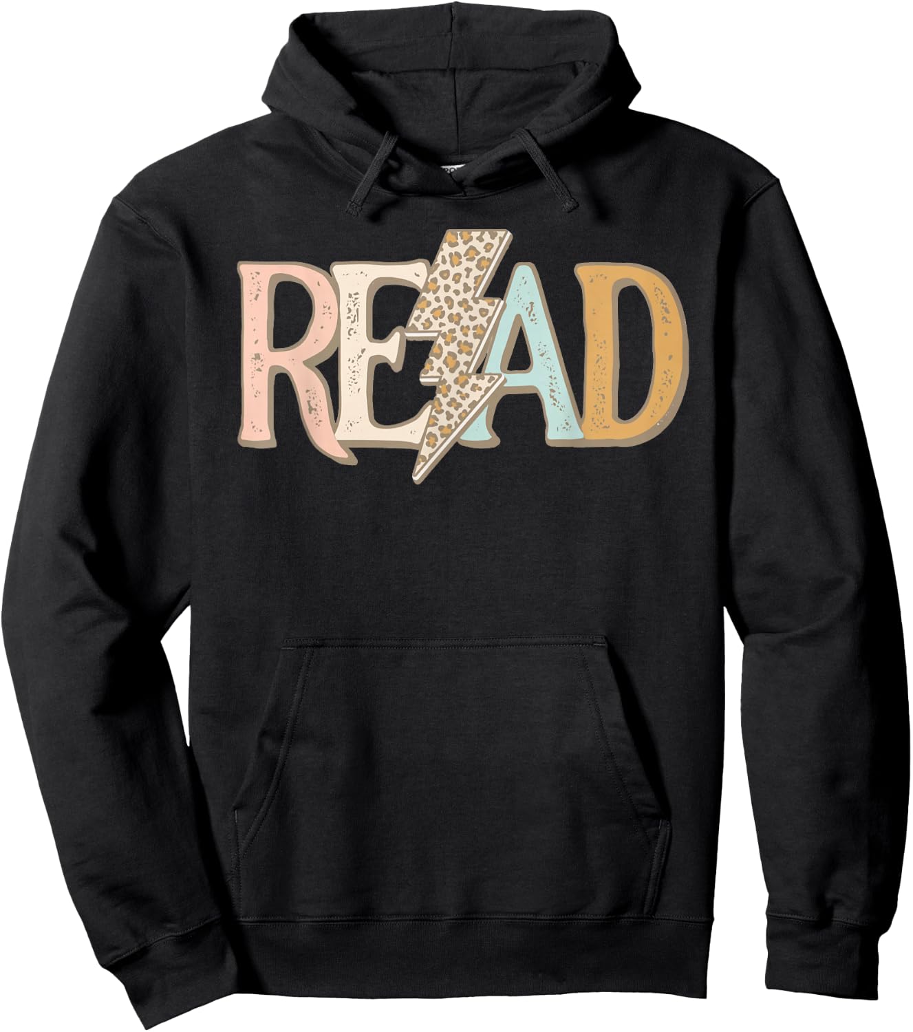 READ Leopard Lightning Bolt Book Lover Librarian Reader Gift Hoodie - Hoodie | Black