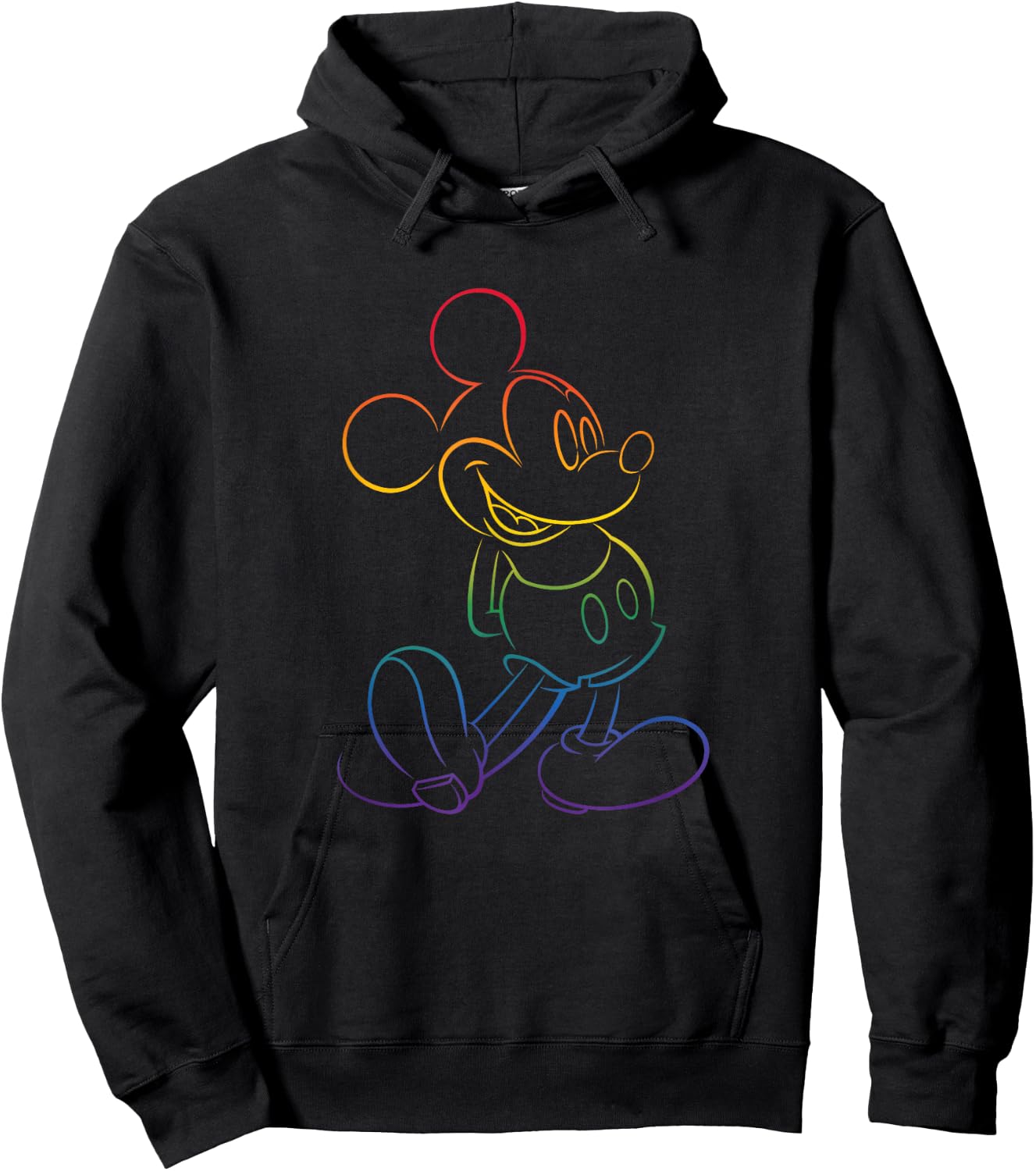 Disney Mickey and Friends Rainbow Outline Classic Pose Hoodie - Hoodie | Black