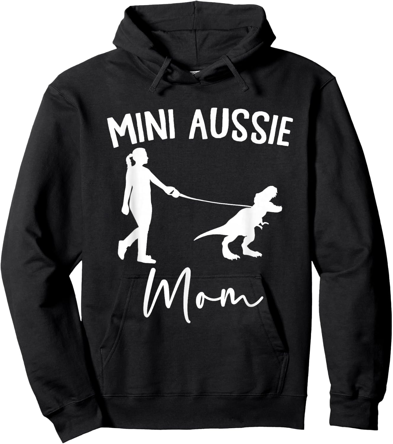 Mini Aussie Mom Australian Shepherd Dog Dinosaur Women Mama Hoodie - Hoodie | Black