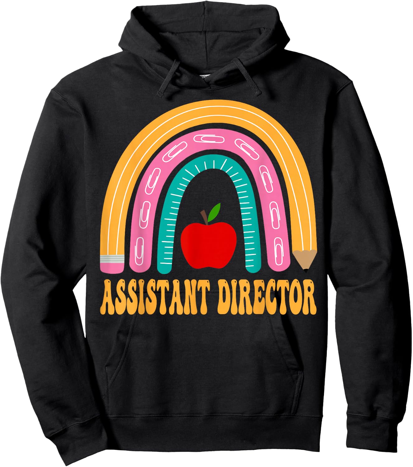 Assistant Director Rainbow Cute Back To School Appreciation Hoodie - Hoodie | Black