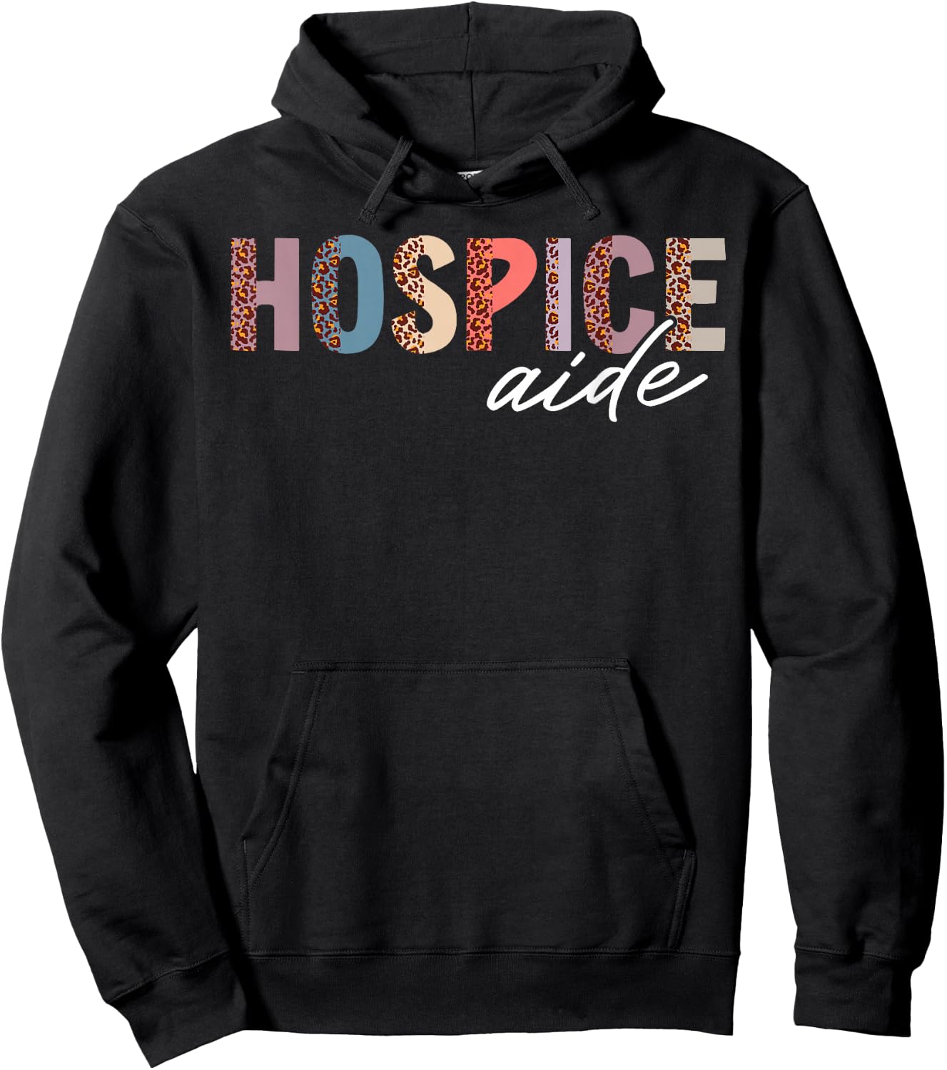Hospice Aide Leopard Hoodie - Hoodie | Black