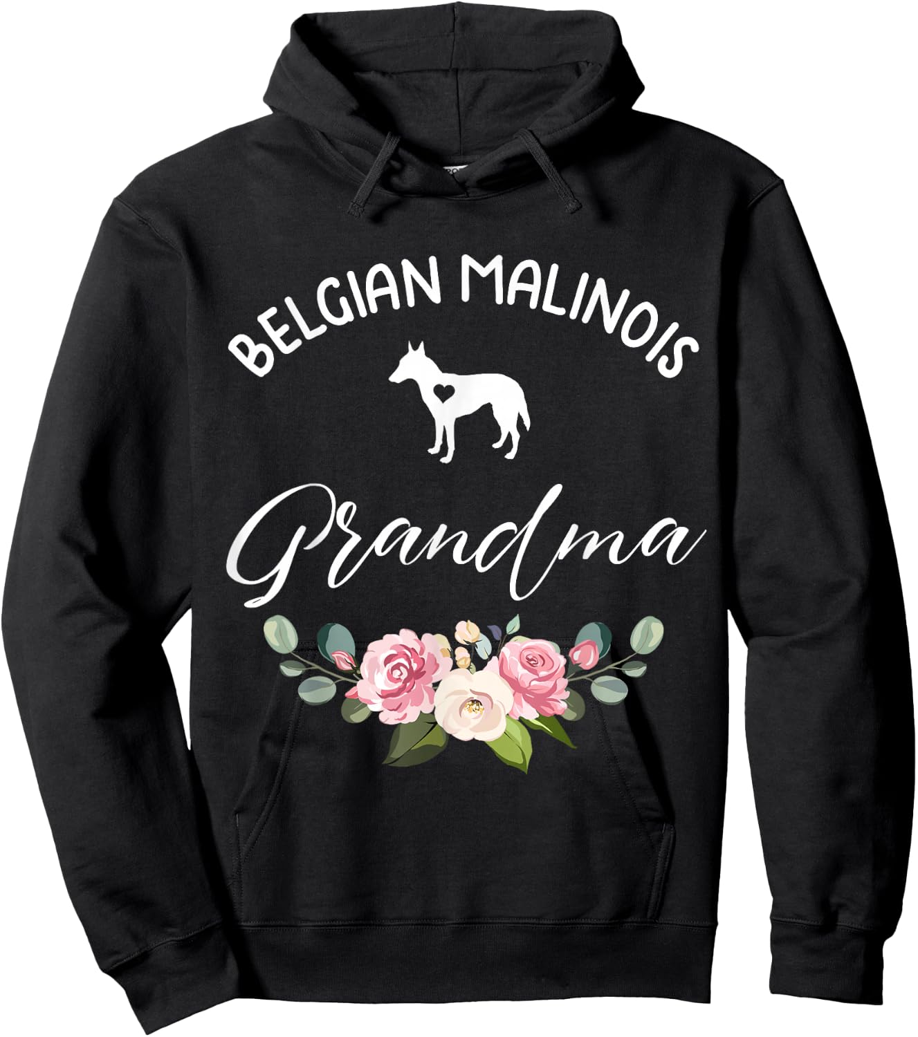 Belgian Shepherd Malinois Dog Grandma Silhouette Mothers Day Hoodie - Hoodie | Black
