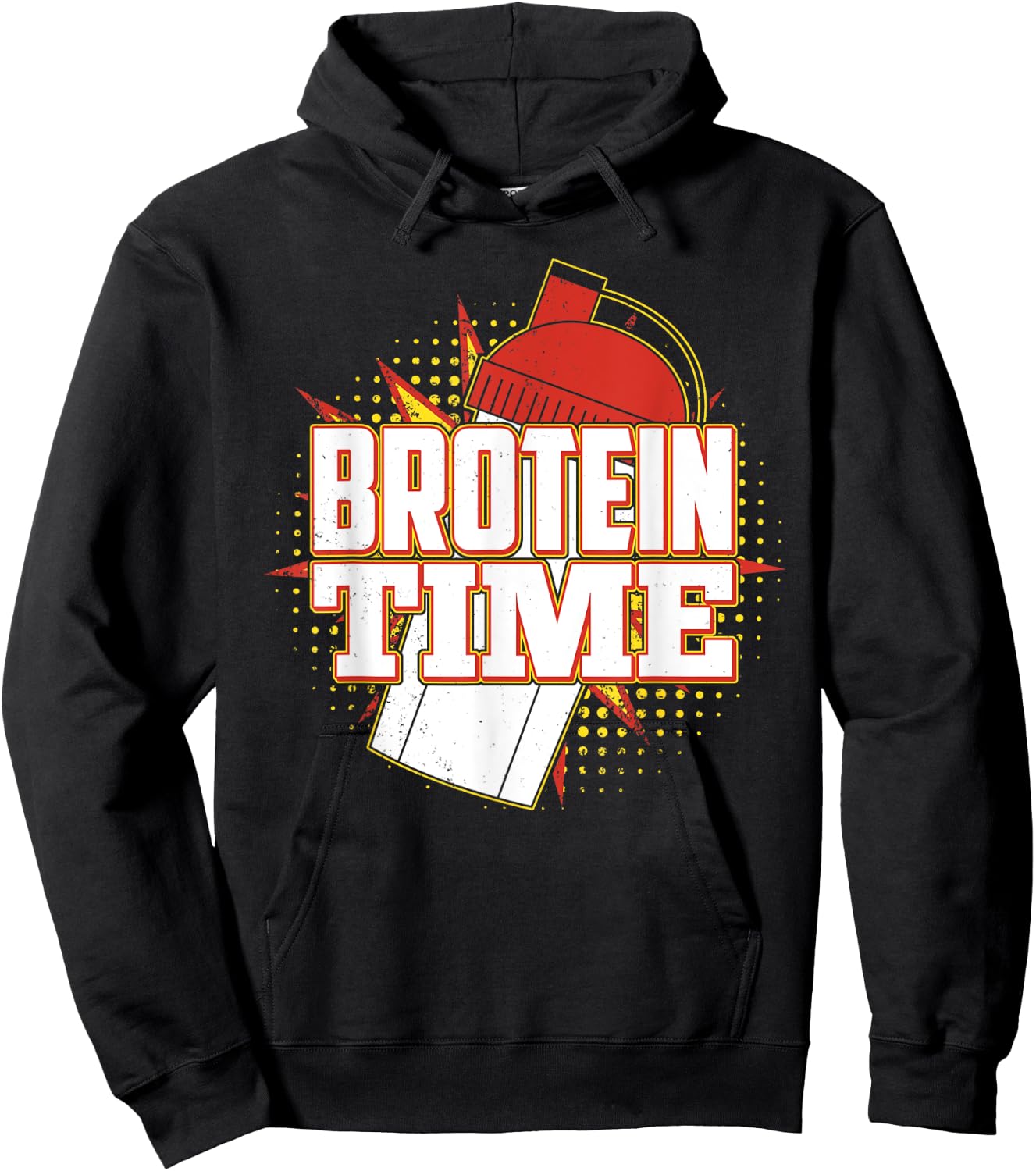 Brotein Time Shirt Funny Work Out, Cross Train Fitness Shirt Hoodie - Hoodie | Black