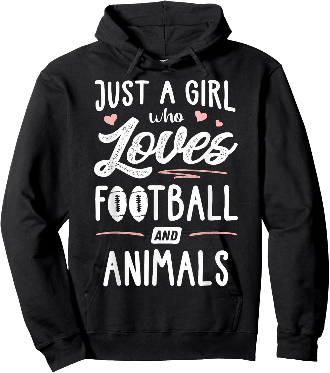 Just A Girl Who Loves Football And Animals Gift Women Hoodie - Hoodie | Black