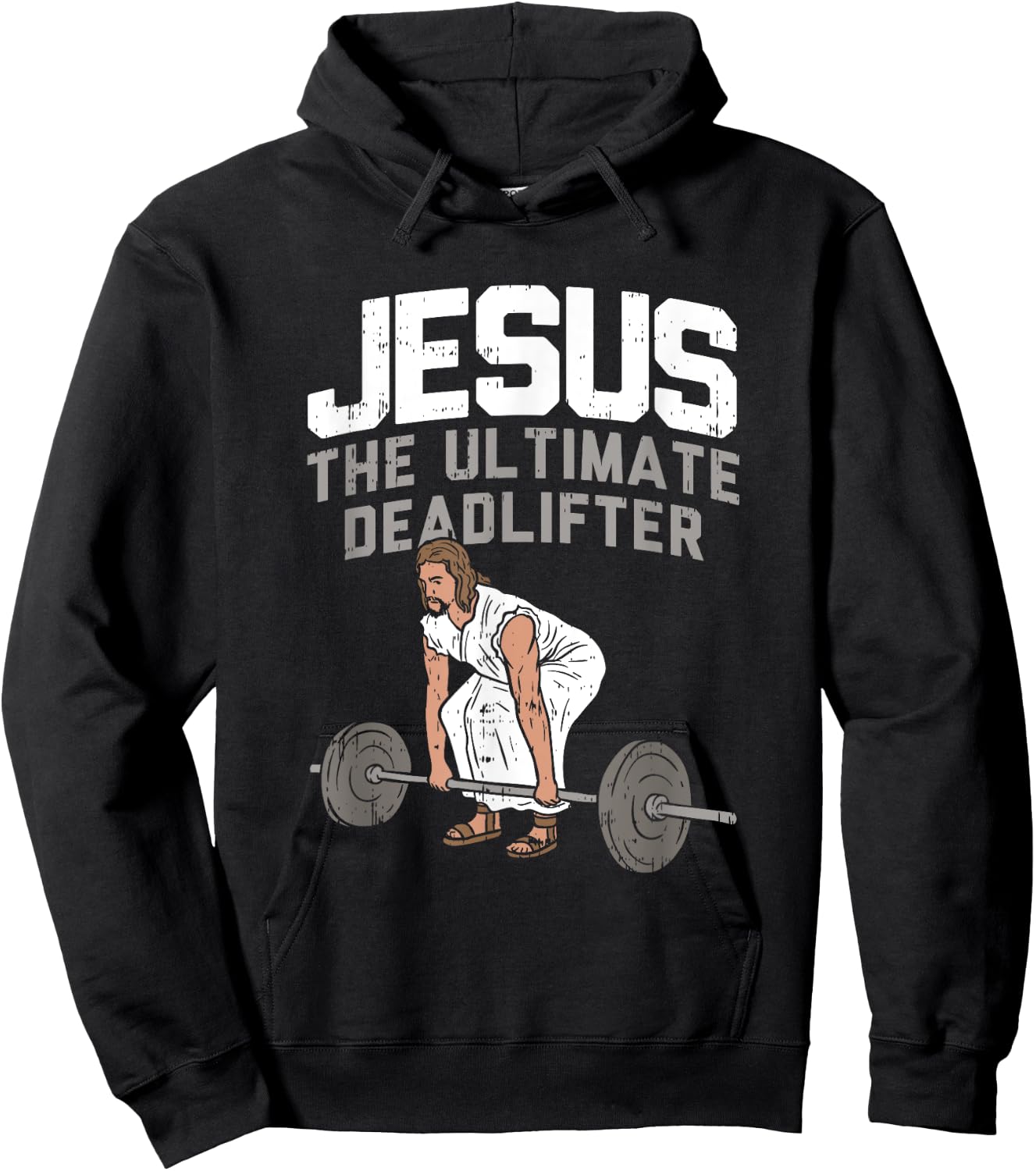 Deadlift Jesus I Christian Weightlifting Funny Workout Gym Hoodie - Hoodie | Black