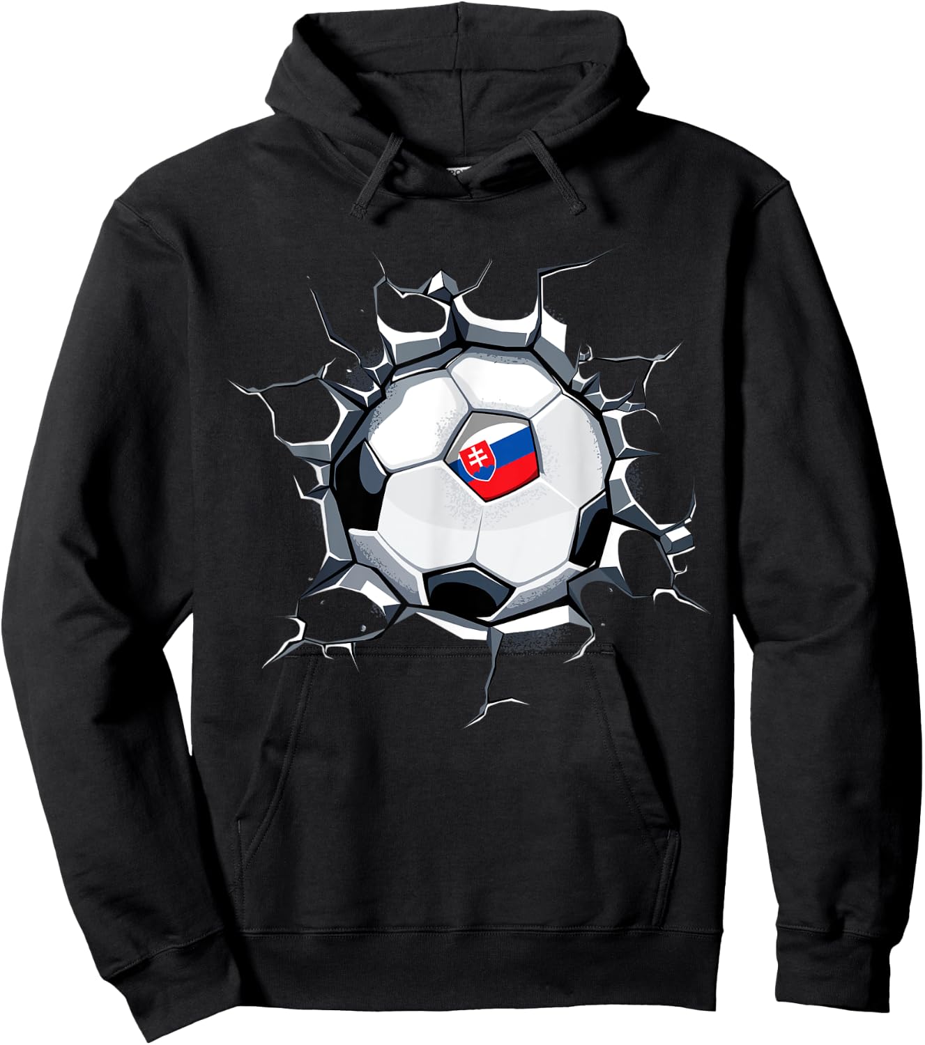 Slovakia Soccer Fan Jersey Slovak Football Flag Cracked Wall Hoodie - Hoodie | Black