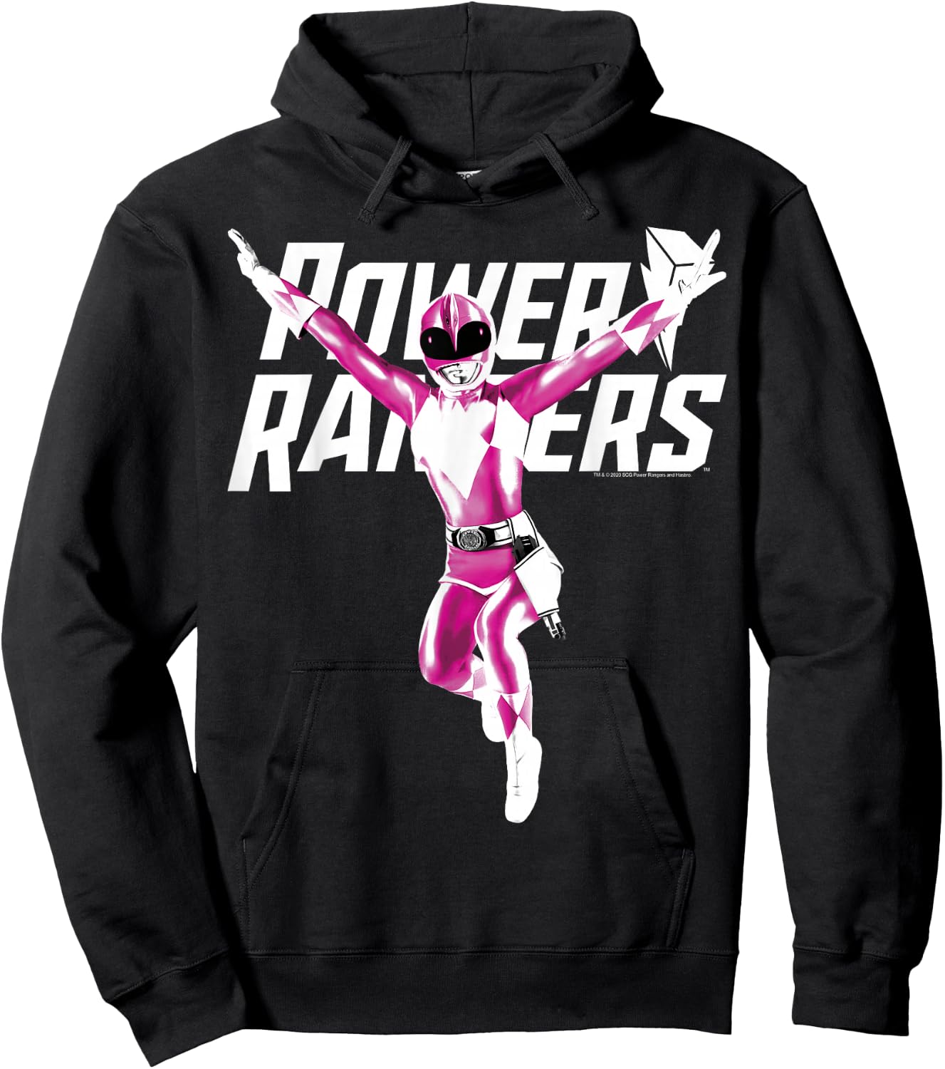 Power Rangers Pink Ranger Karate Action Pose Logo Small Hoodie - Hoodie | Black