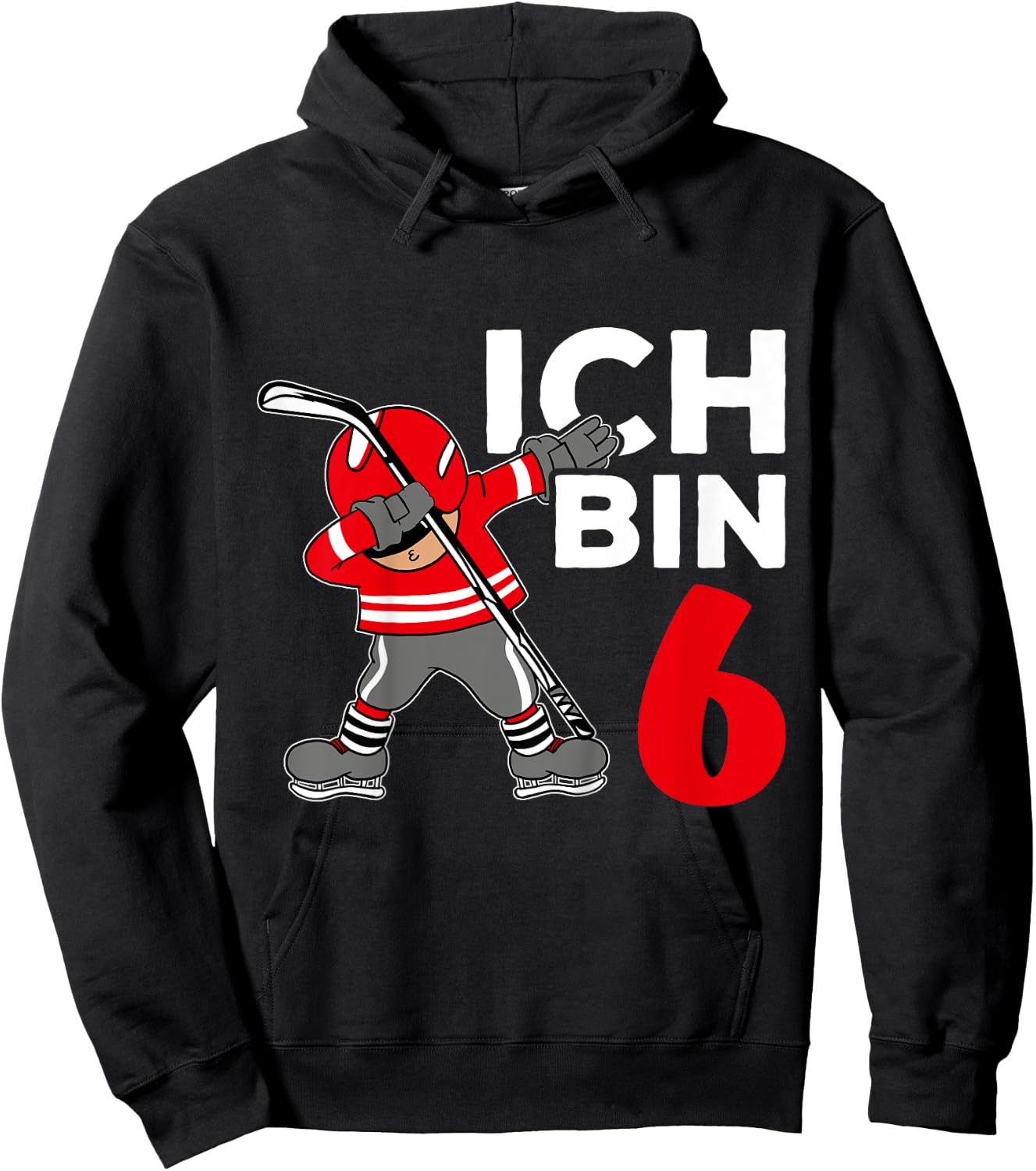 Kinder Ich Bin 6 Eishockey Hockey Geburtstag Eishockeyspieler Hoodie - Hoodie | Black