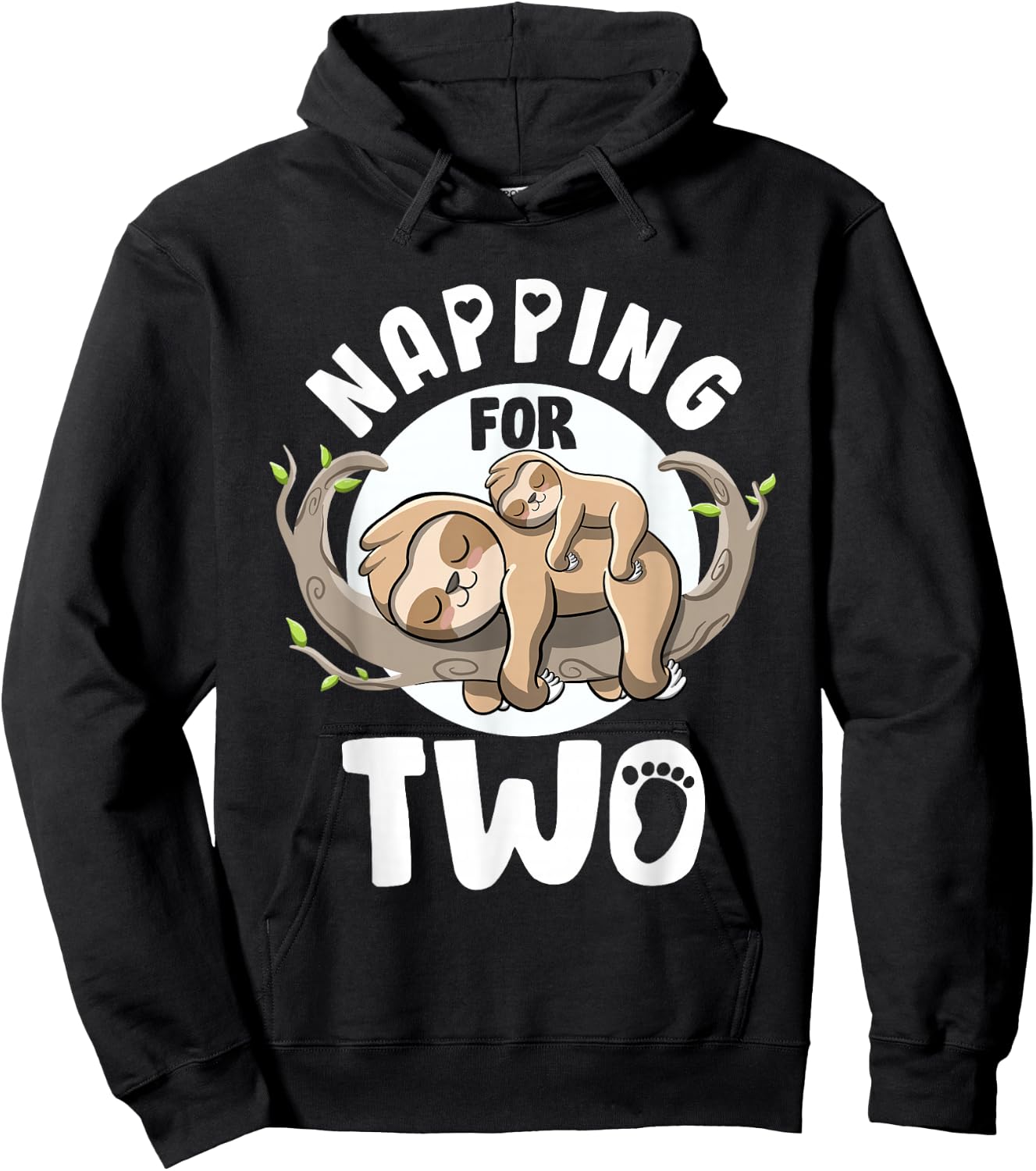 Napping For Two Cute Sloth Pregnancy Announcement Mom To Be Hoodie - Hoodie | Black