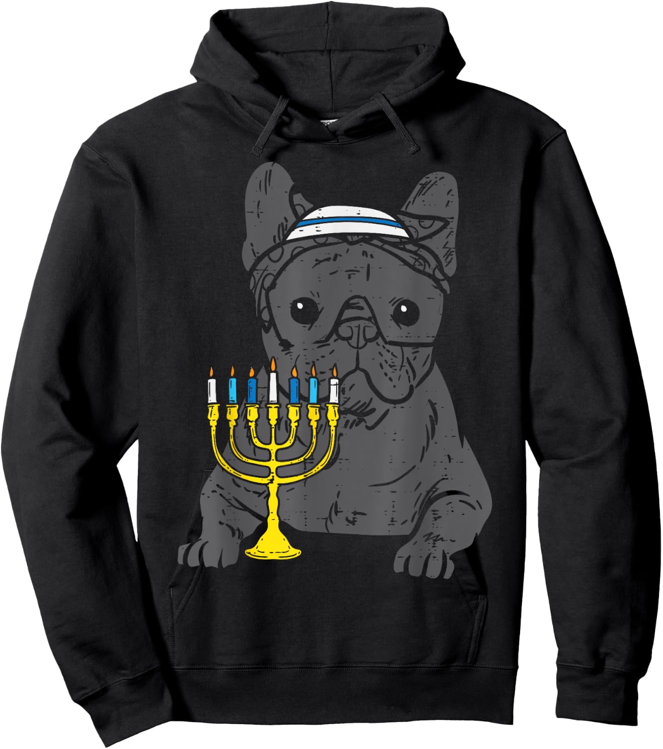 Jew French Bulldog Dog Hanukkah Pajamas Chanukah PJs Women Hoodie - Hoodie | Black