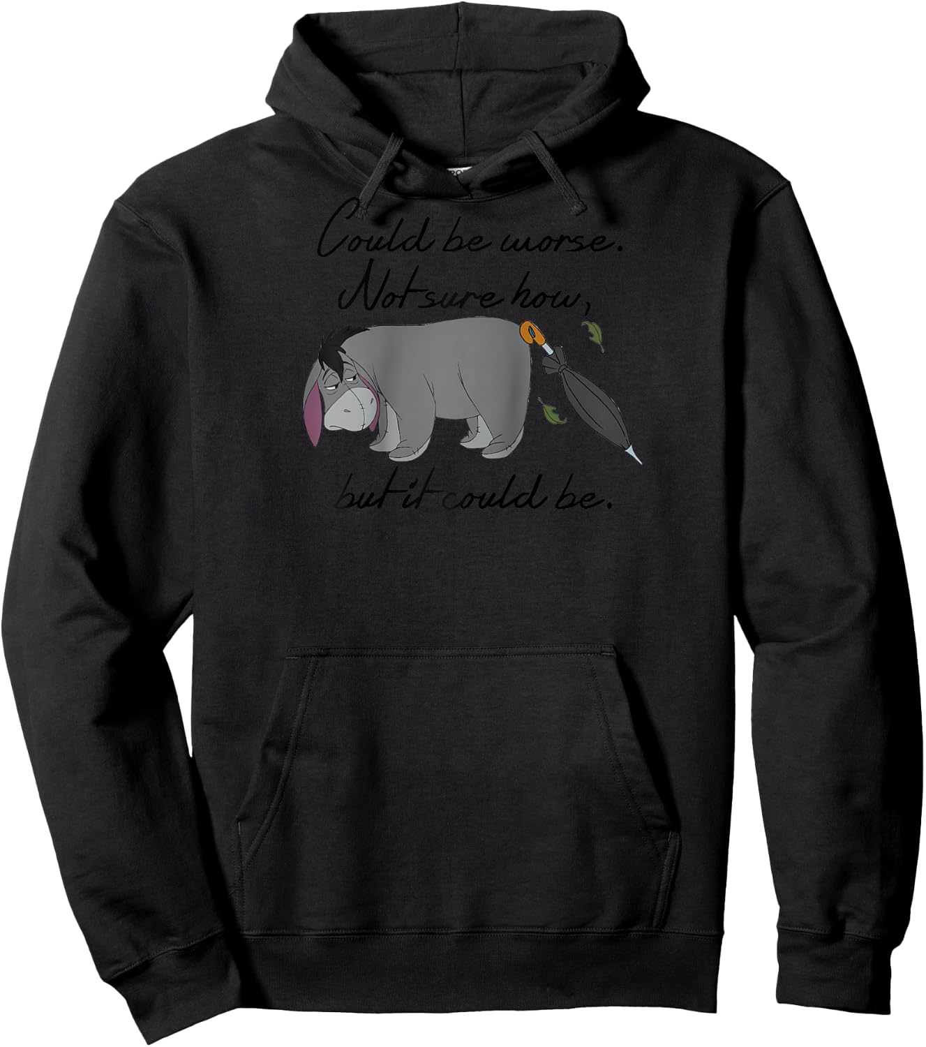 Winnie The Pooh - Eeyore Could Be Worse Raglan Baseball Hoodie - Hoodie | Black