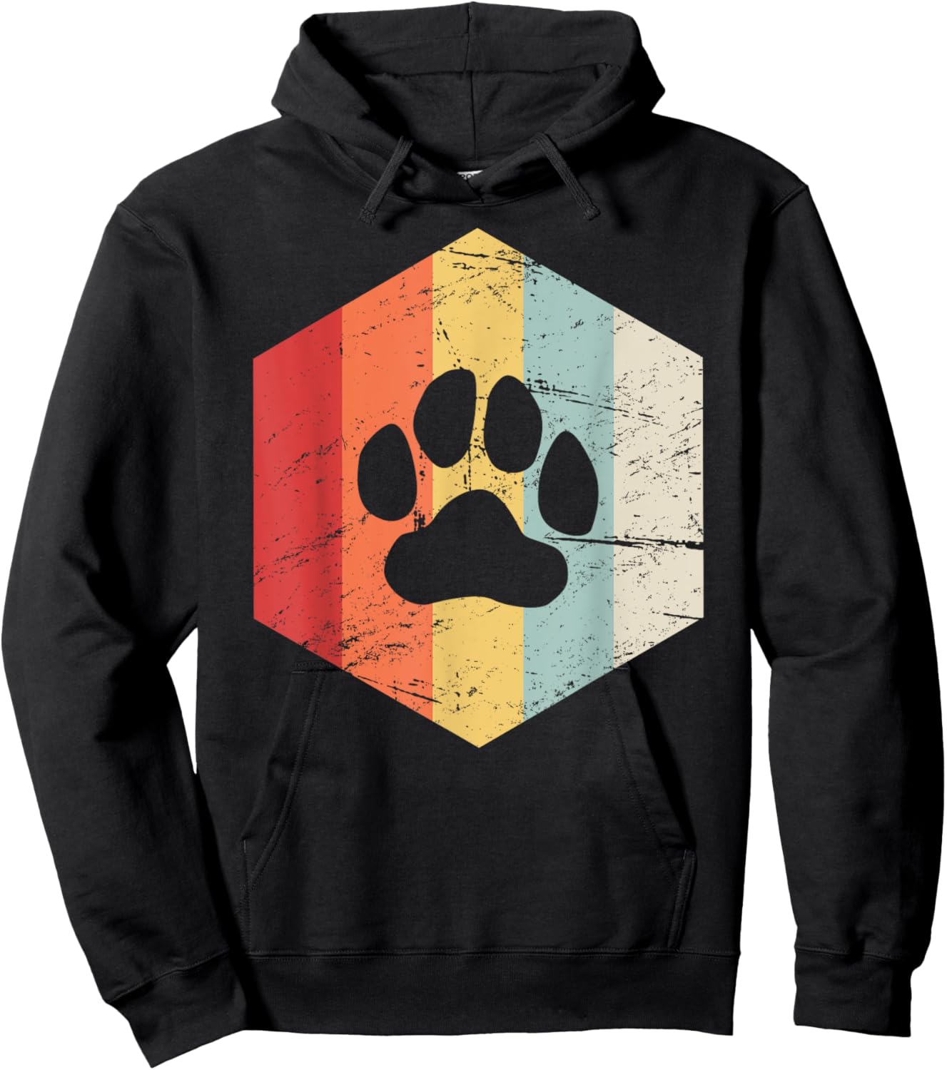 Retro Vintage Paw Print Furry Hoodie - Hoodie | Black