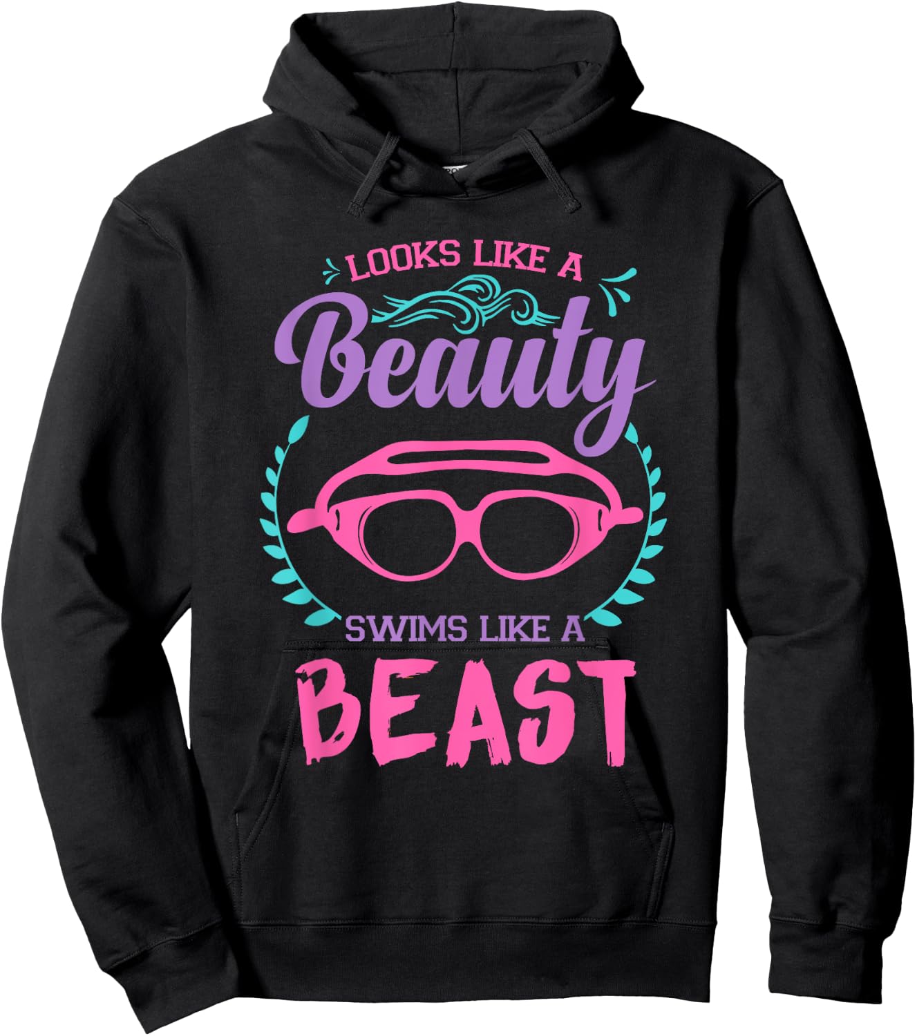 Looks Like A Beauty Swims Like A Beast Swimming Pool T Shirt Hoodie - Hoodie | Black