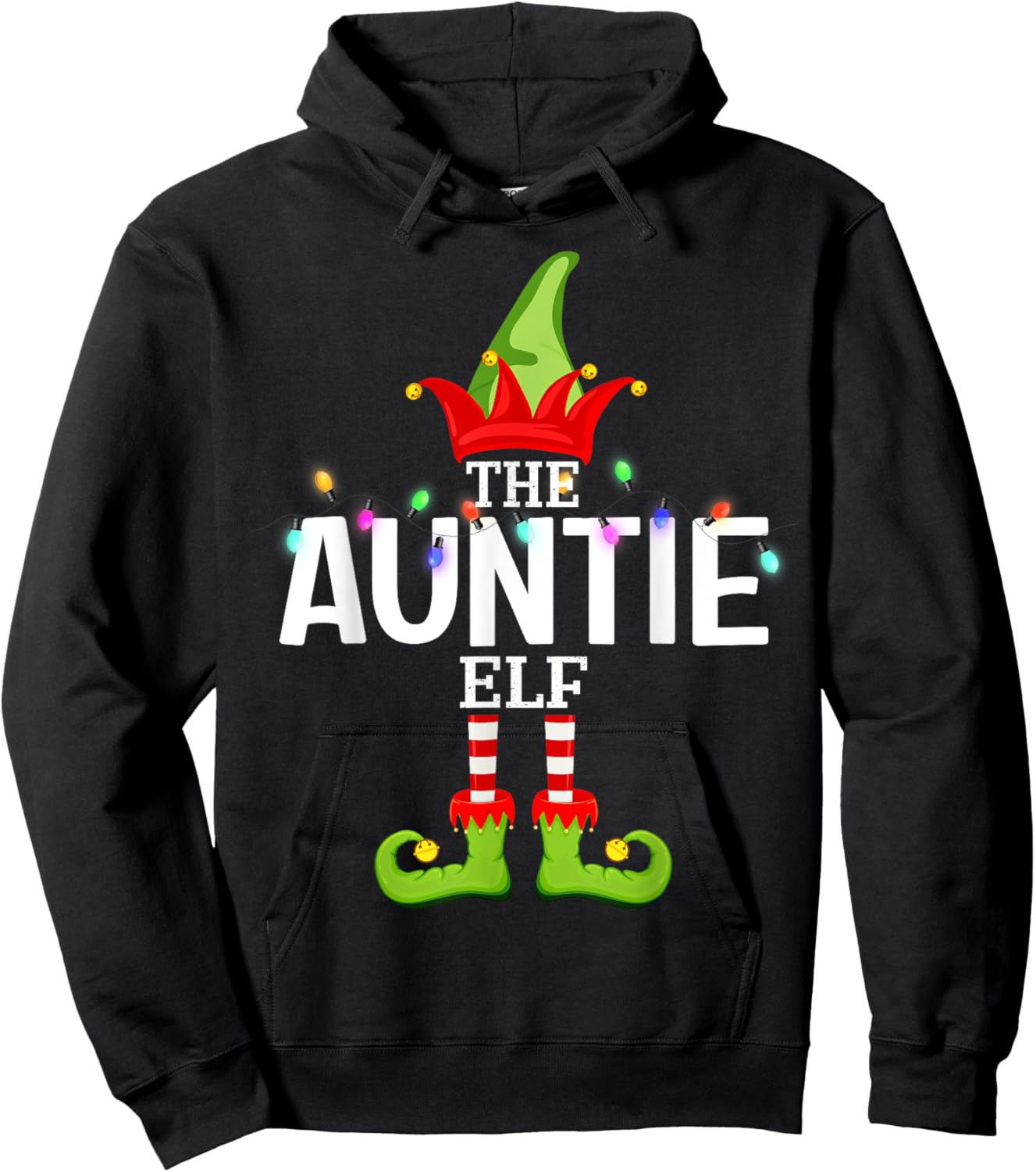 The Auntie Elf Christmas Matching Pajamas Hoodie - Hoodie | Black