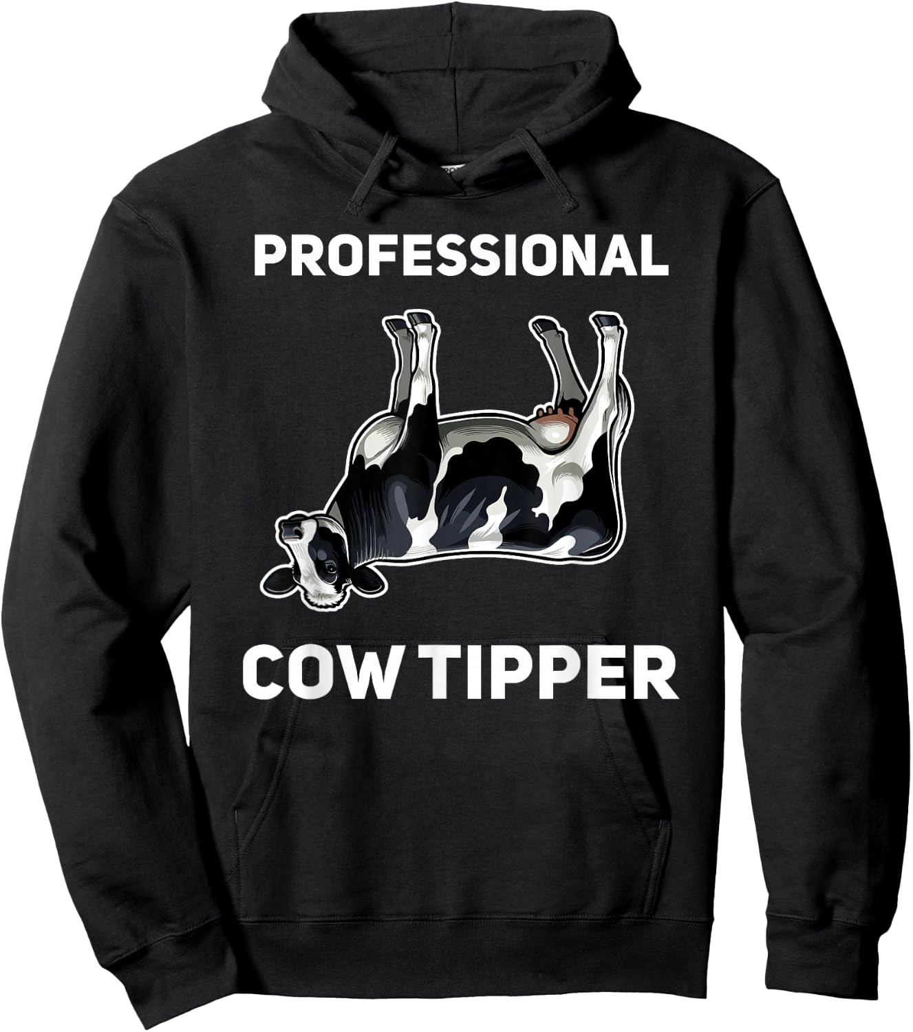 Professional Cow Tipper Funny Cow Tipping Hoodie - Hoodie | Black