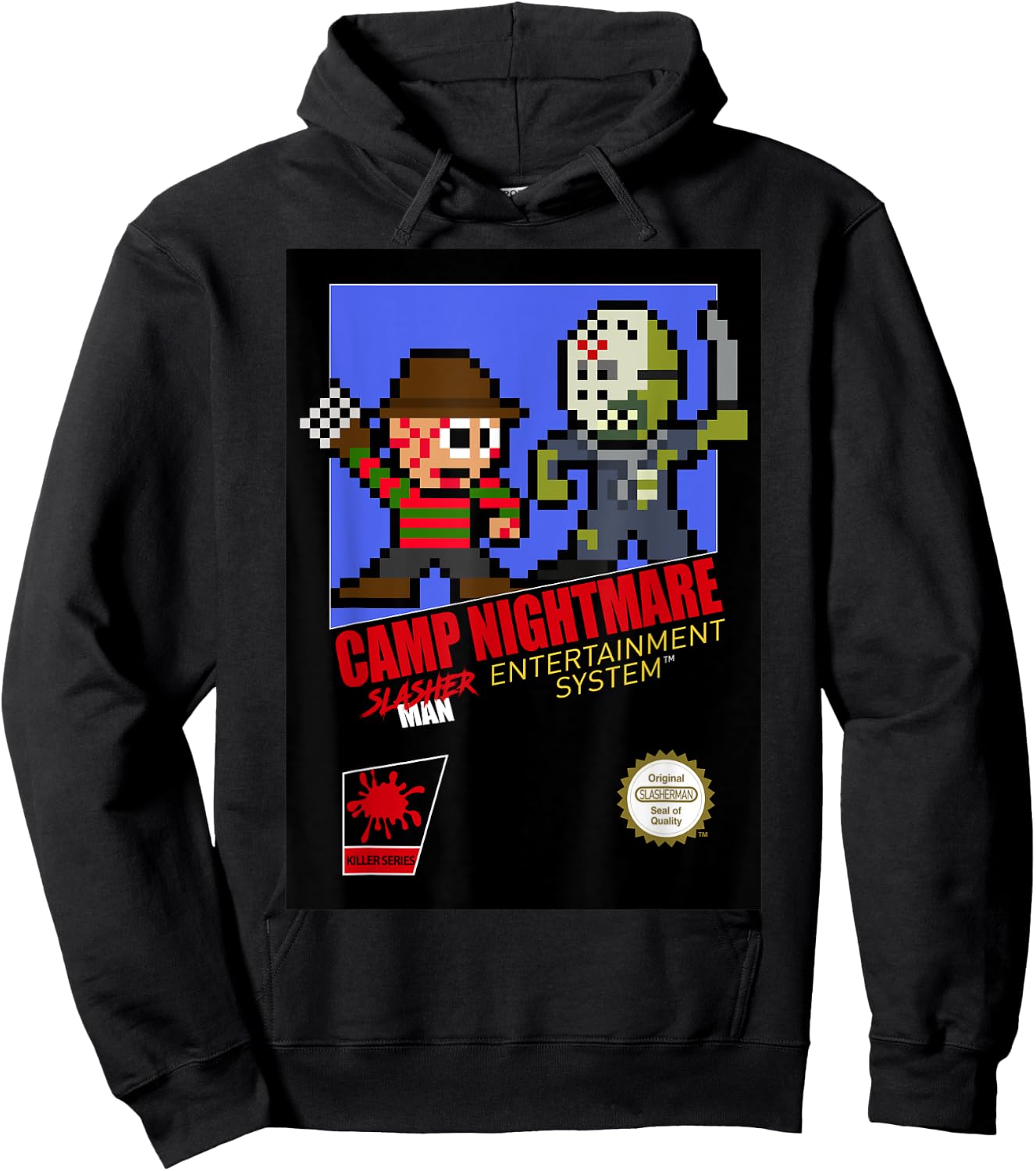 Camp Nightmare Retro 8-Bit Horror Hoodie - Hoodie | Black