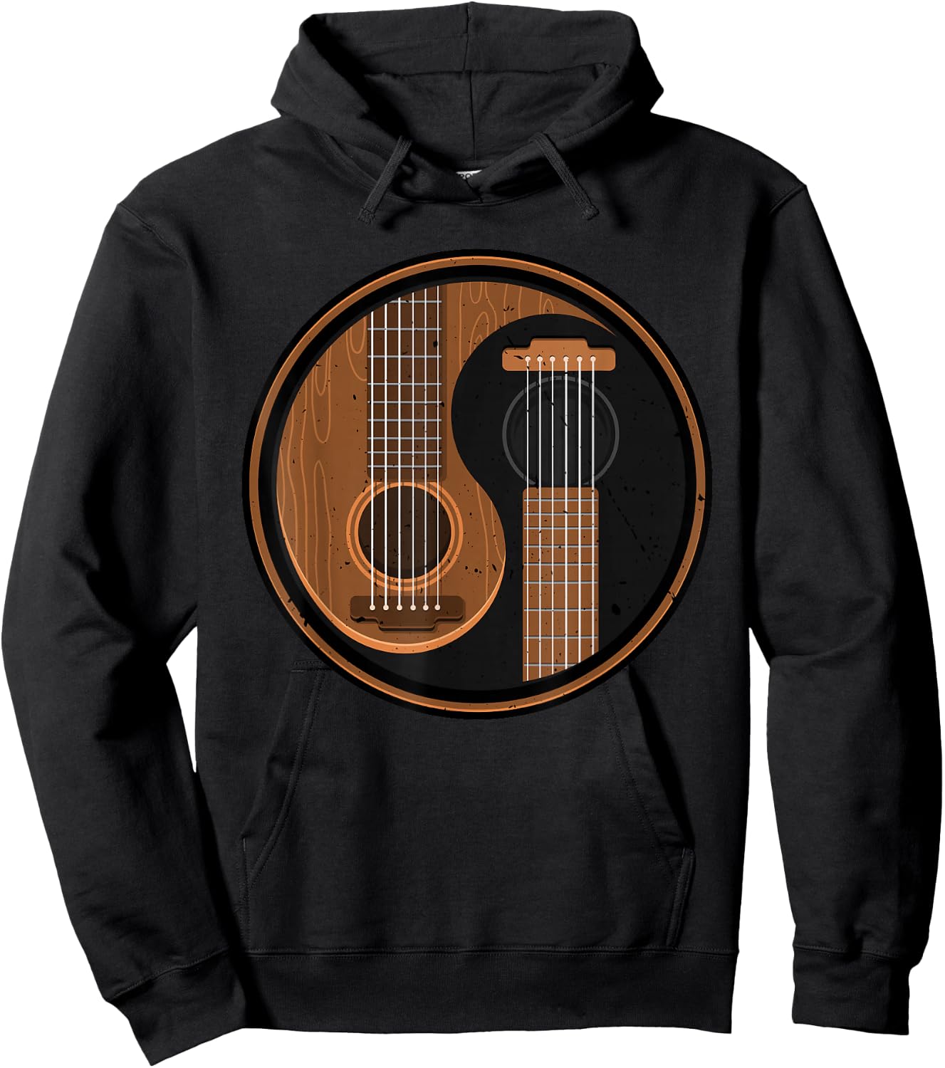 Yin Yang Guitar Player Guitarist Musician Funny Artist Gift Hoodie - Hoodie | Black