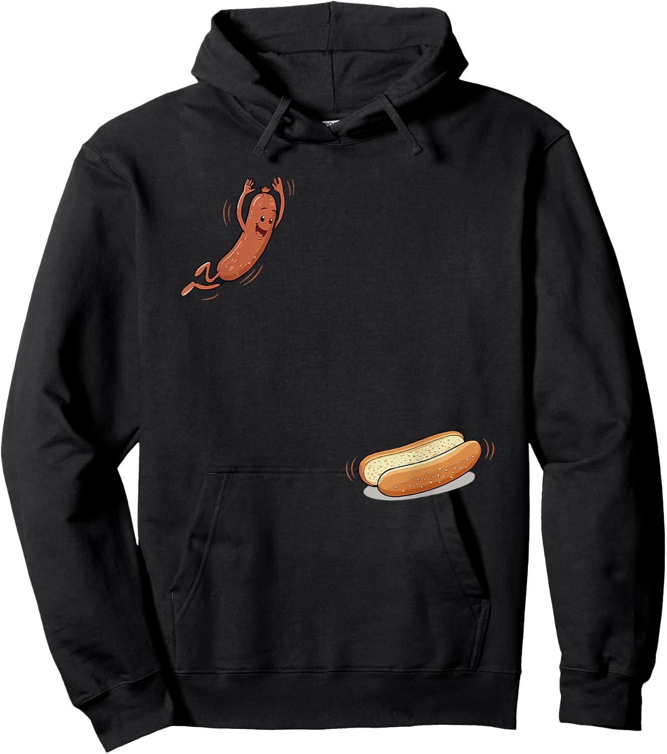 hot Dog Jumping into bun Hoodie - Hoodie | Black