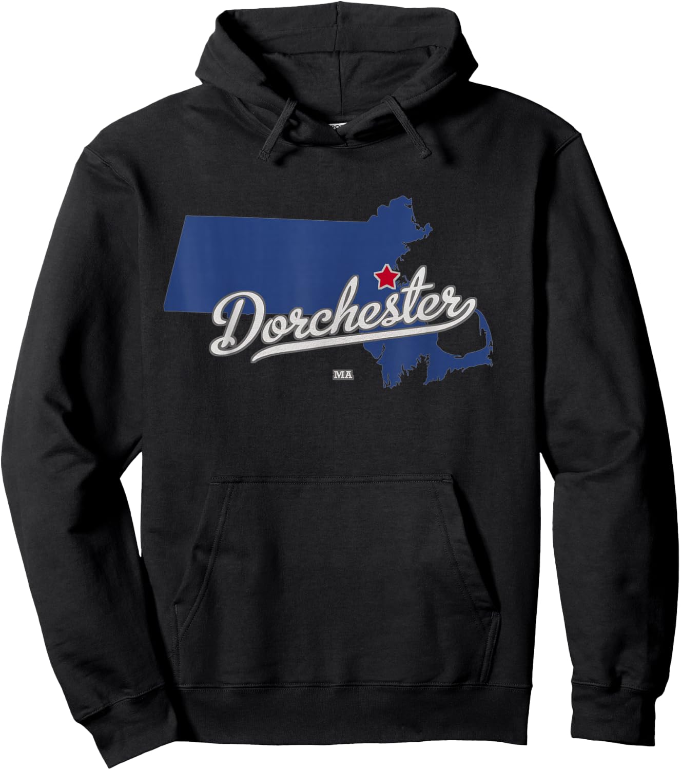 Dorchester Massachusetts Boston MA Map Hoodie - Hoodie | Black