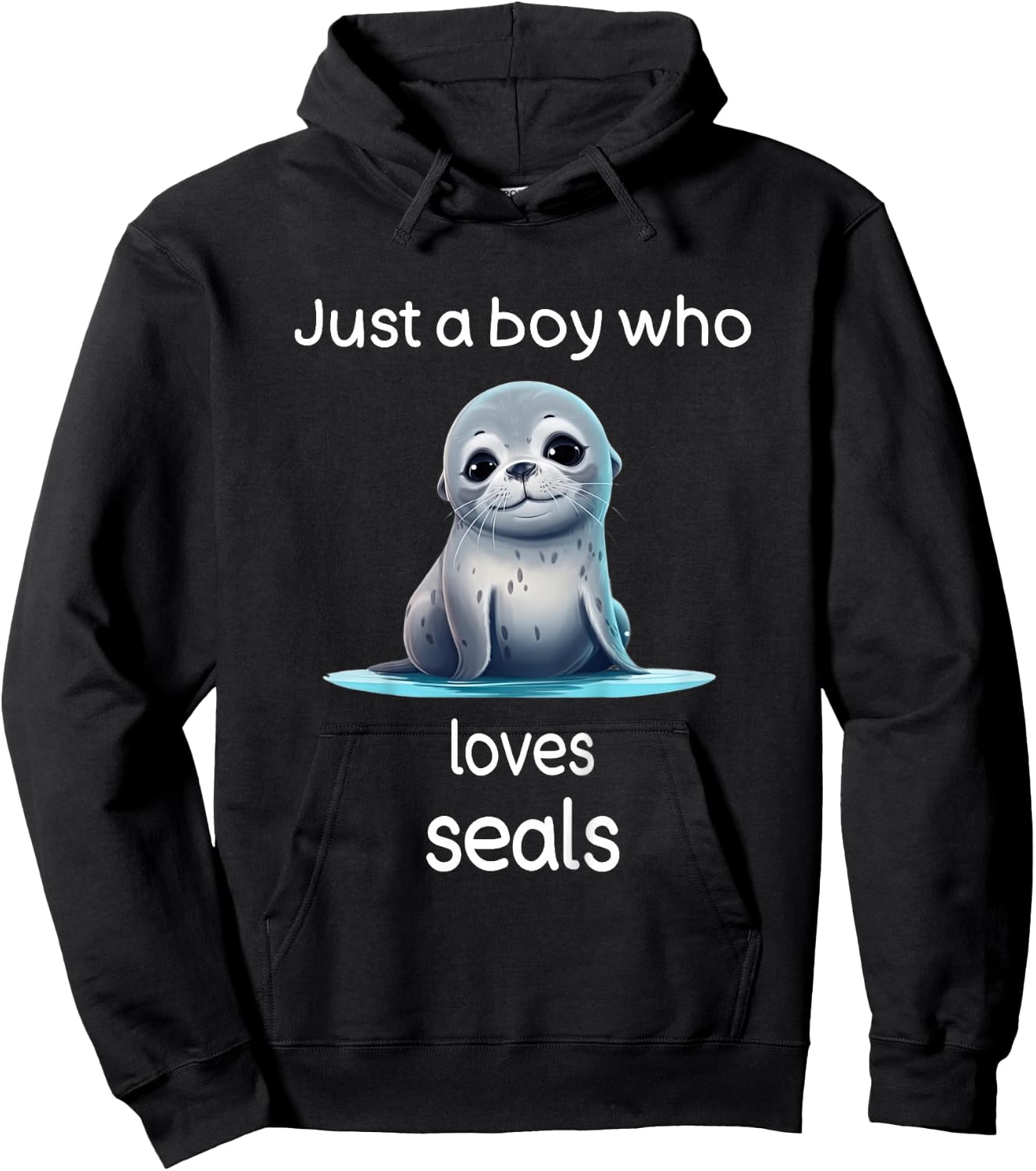 Kids Seal Lover Shirt for Boys Animal Lover I Love Seals Hoodie - Hoodie | Black