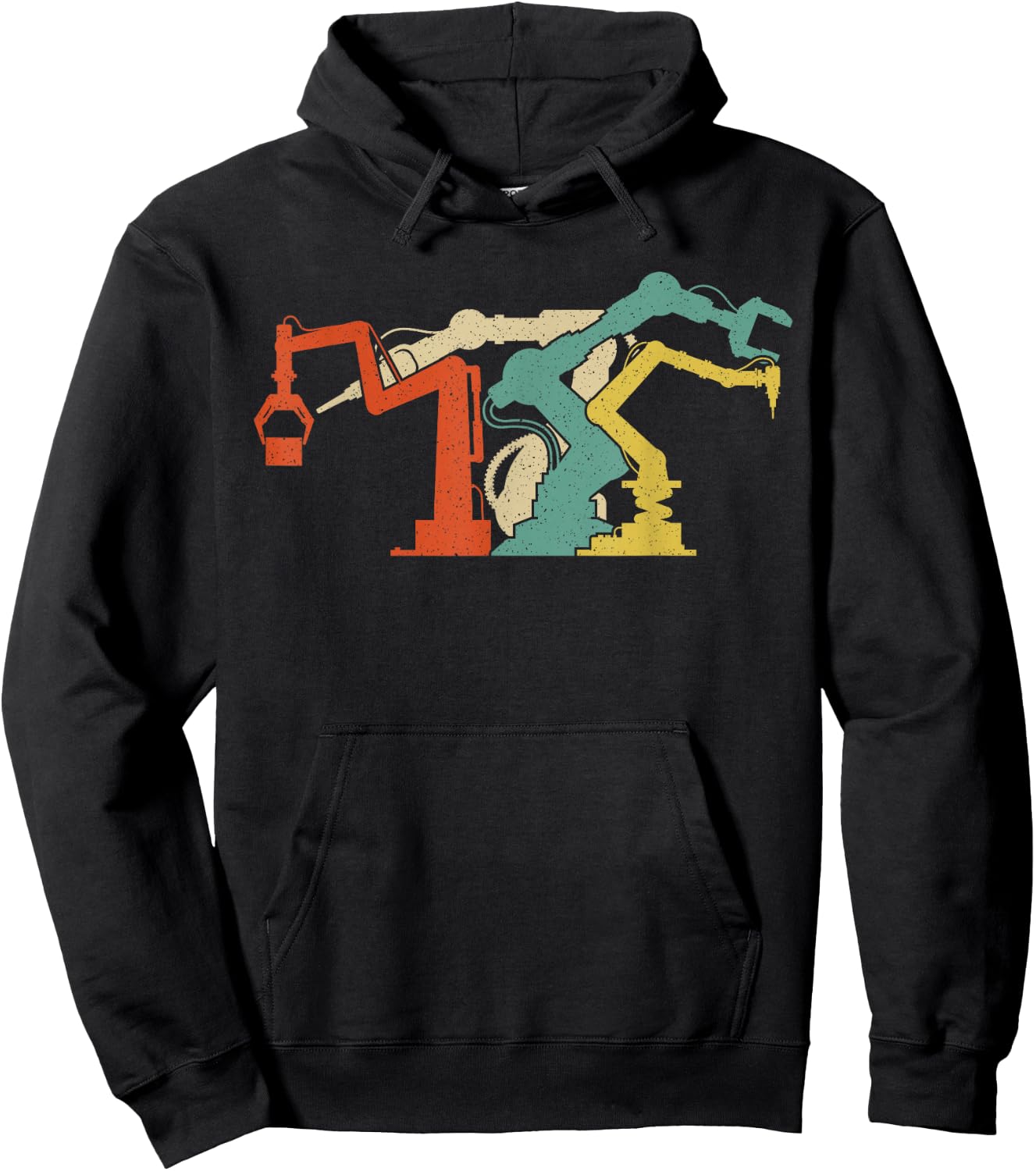 Robot Robotics Engineer Retro Vintage Hoodie - Hoodie | Black