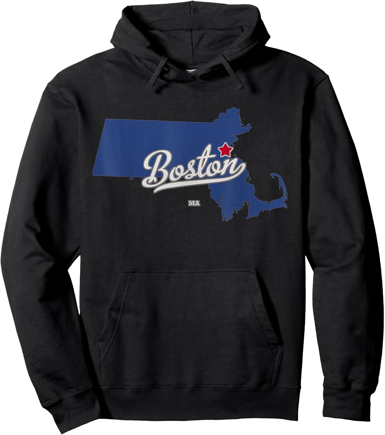 Boston Massachusetts MA Map Hoodie - Hoodie | Black
