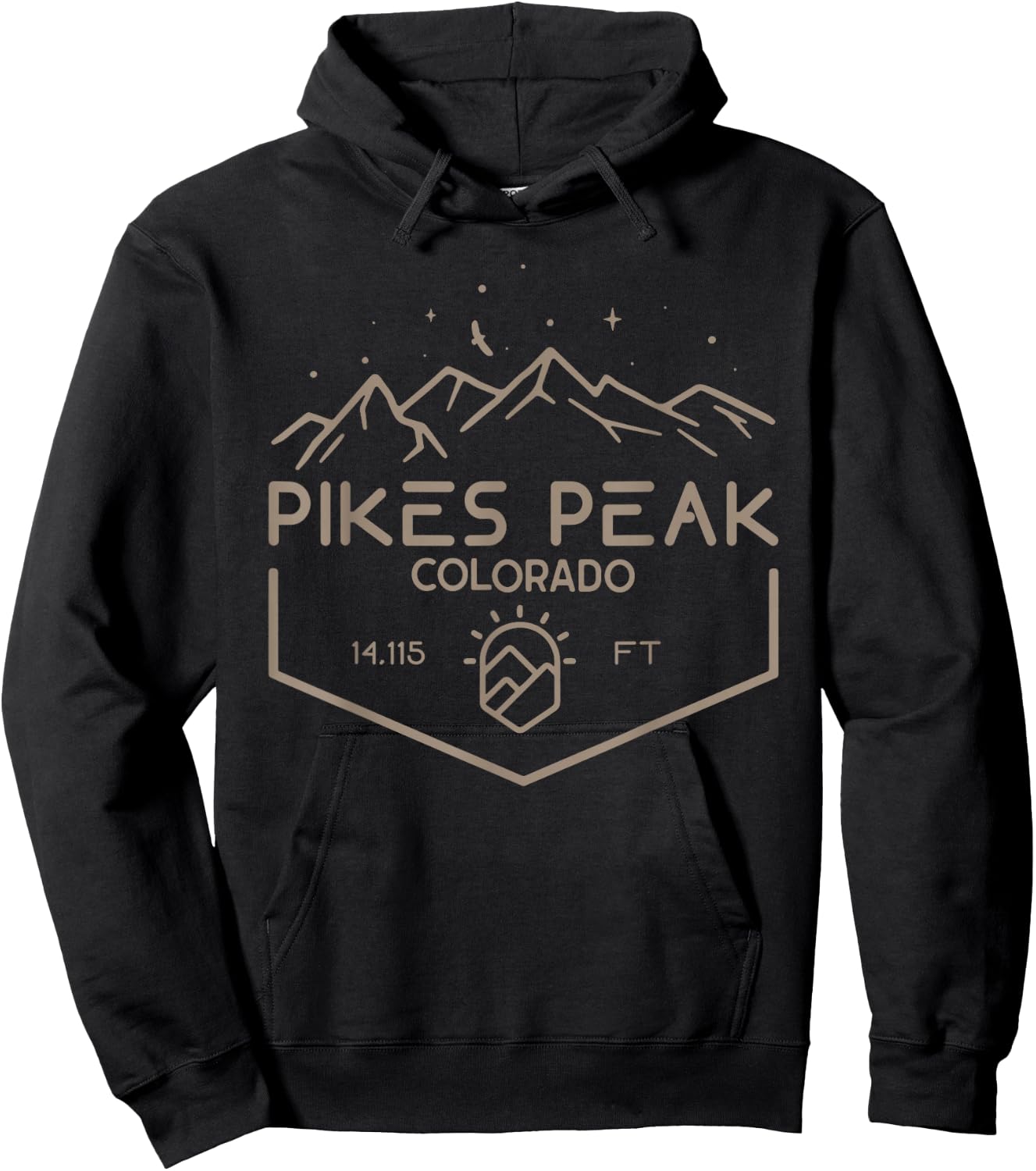 Pikes Peak 14,115 Ft. Colorado Mountains Hoodie - Hoodie | Black
