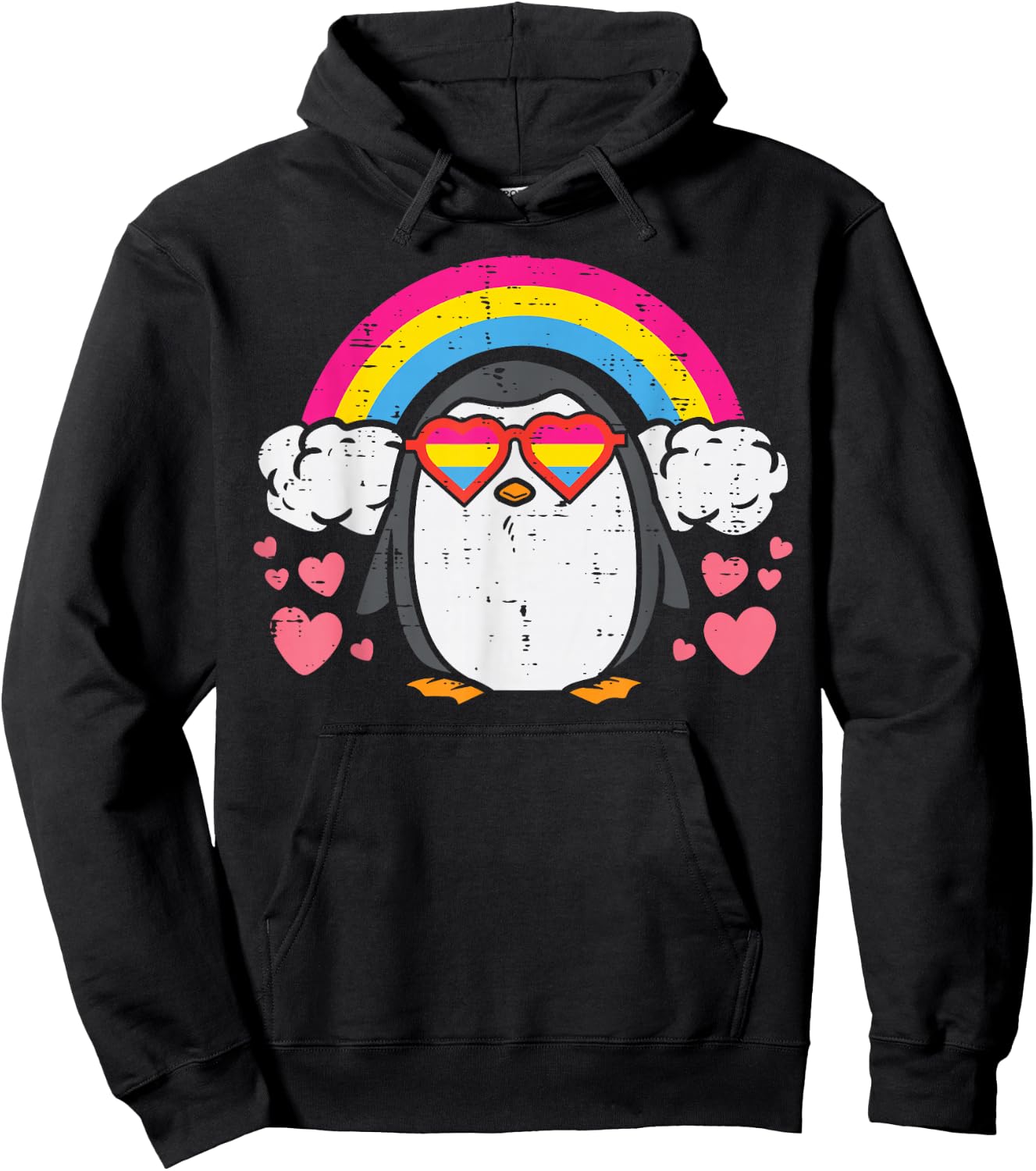 Penguin Pansexual Sunglasses Rainbow Pan Pride Men Women Hoodie - Hoodie | Black